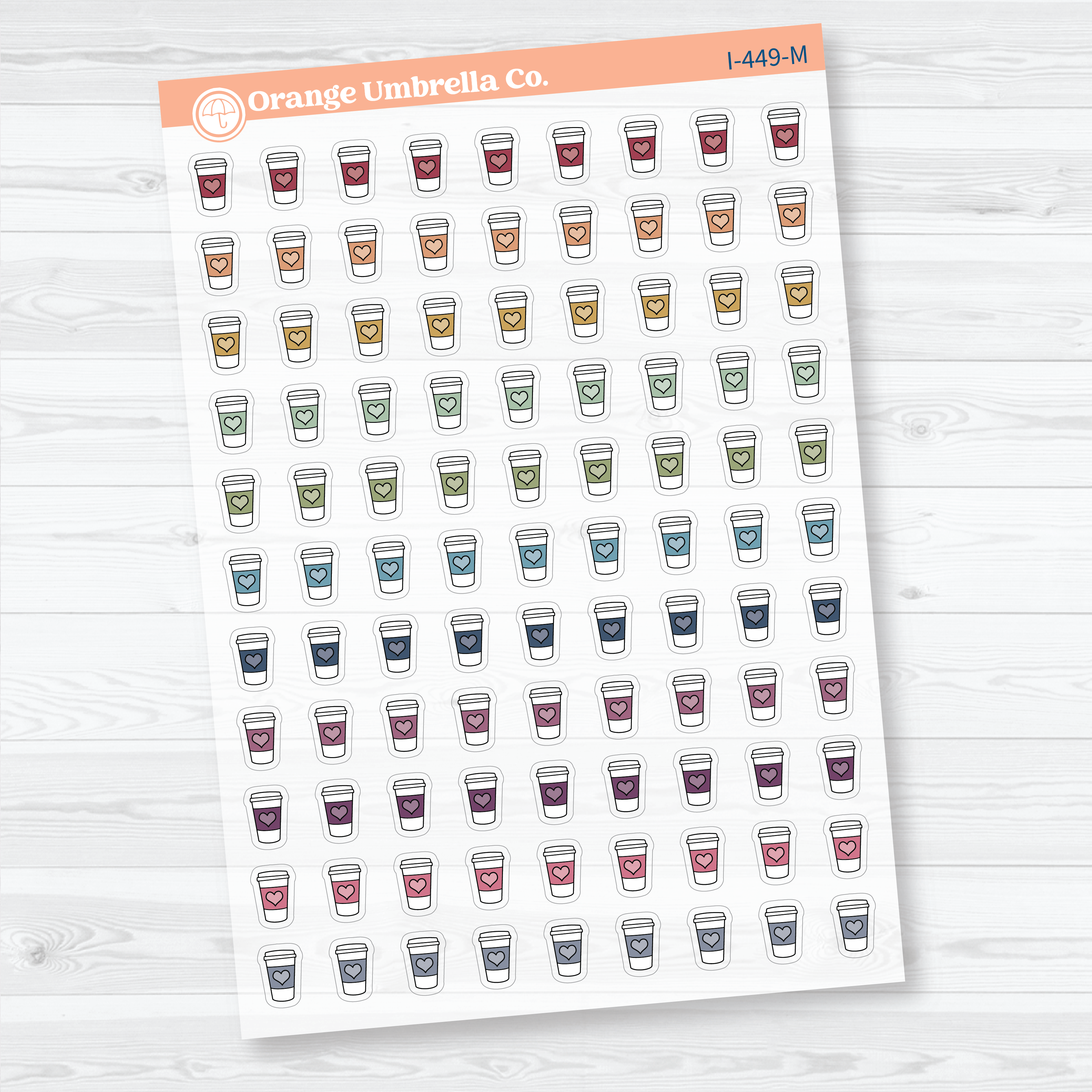 Hand Doodled Coffee Cup Clear Matte Planner Stickers | Coffee Icon Planner Stickers | I-449-CM