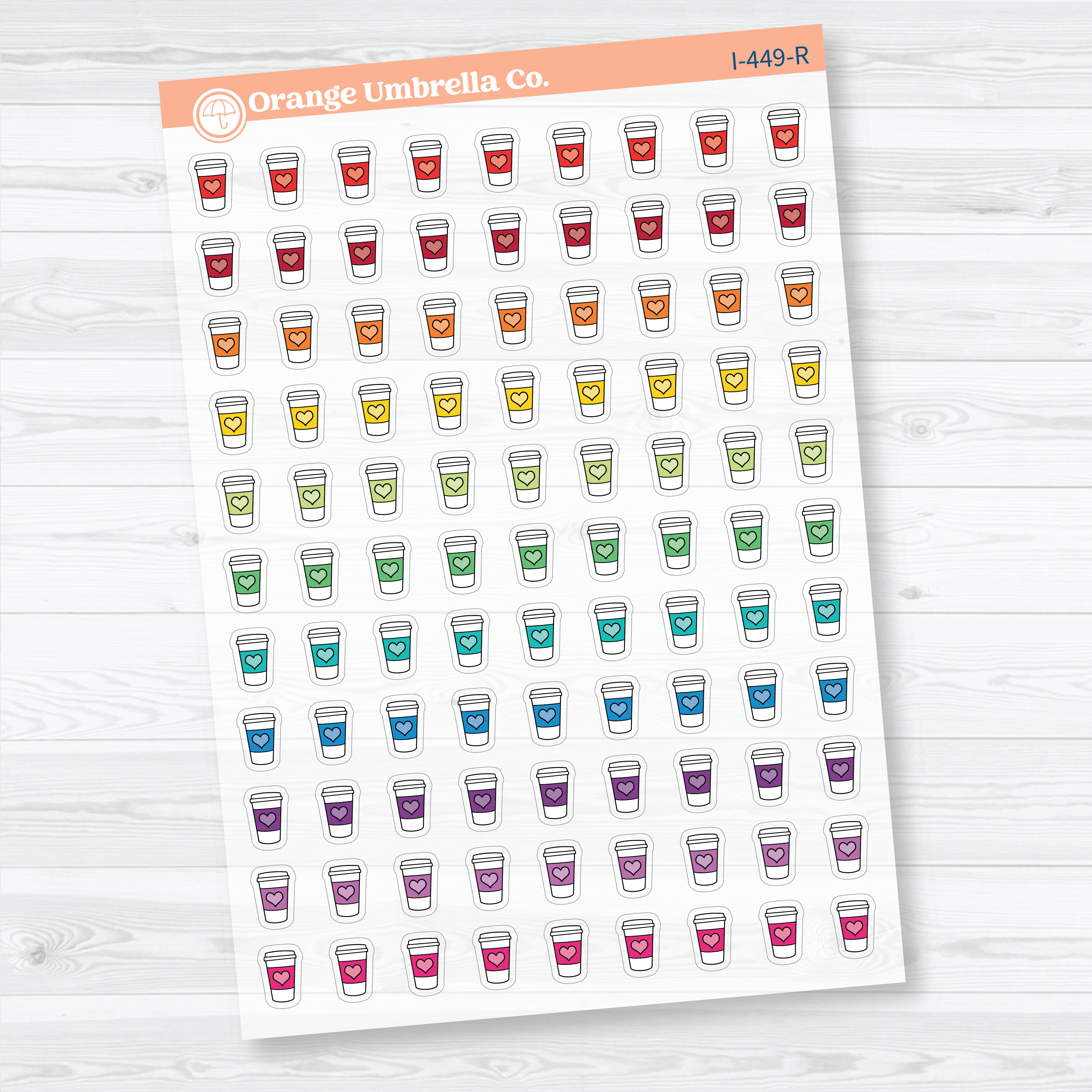 Hand Doodled Coffee Cup Clear Matte Planner Stickers | Coffee Icon Planner Stickers | I-449-CM