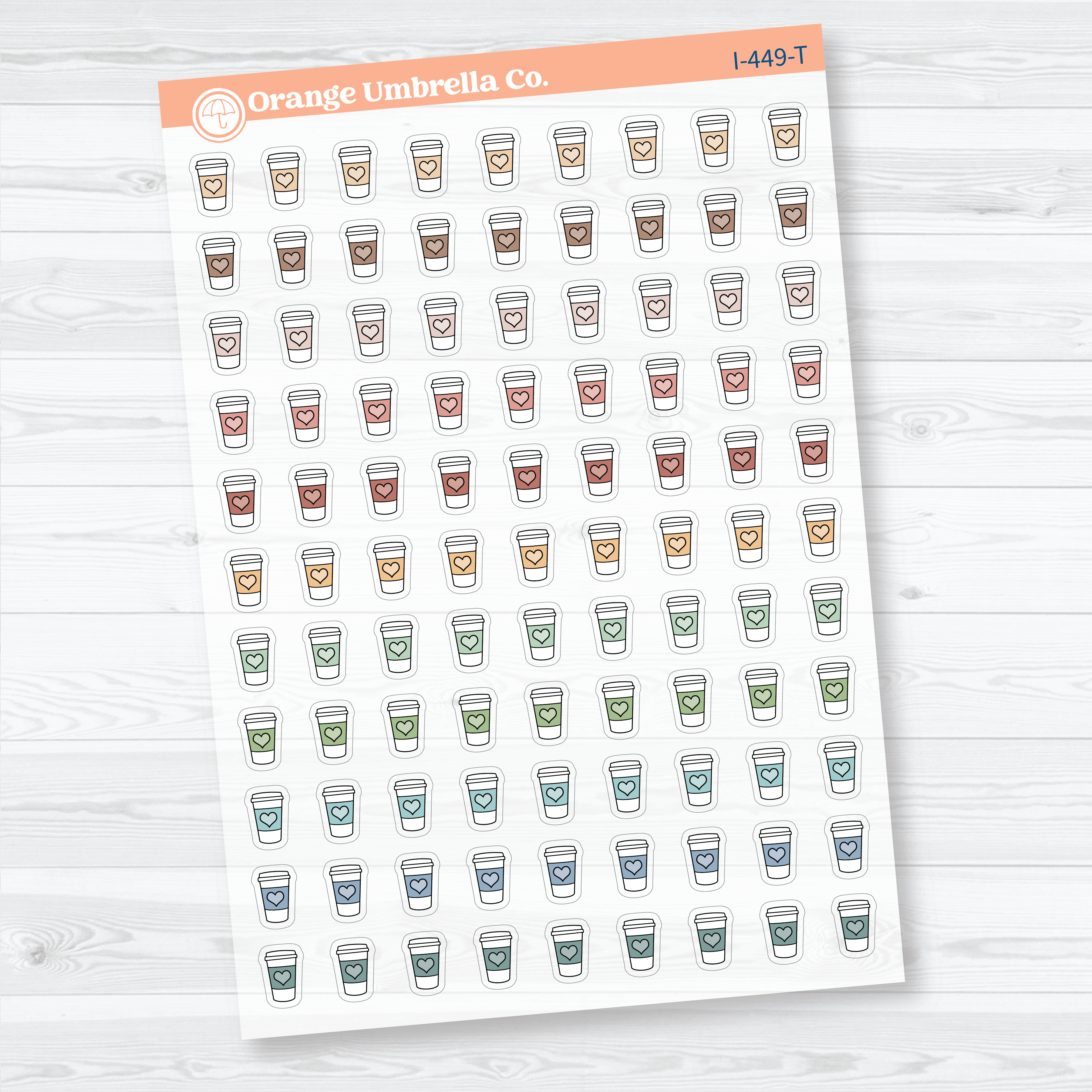 Hand Doodled Coffee Cup Clear Matte Planner Stickers | Coffee Icon Planner Stickers | I-449-CM