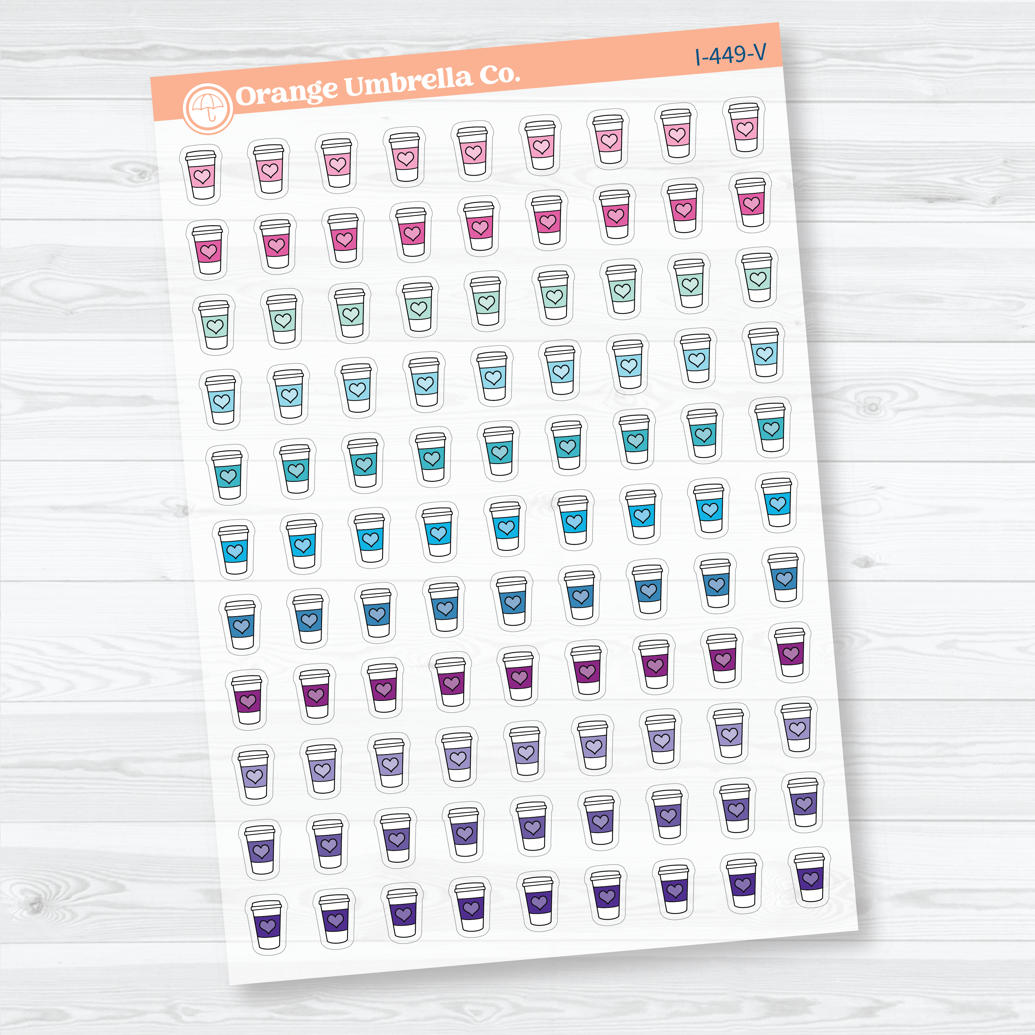 Hand Doodled Coffee Cup Clear Matte Planner Stickers | Coffee Icon Planner Stickers | I-449-CM