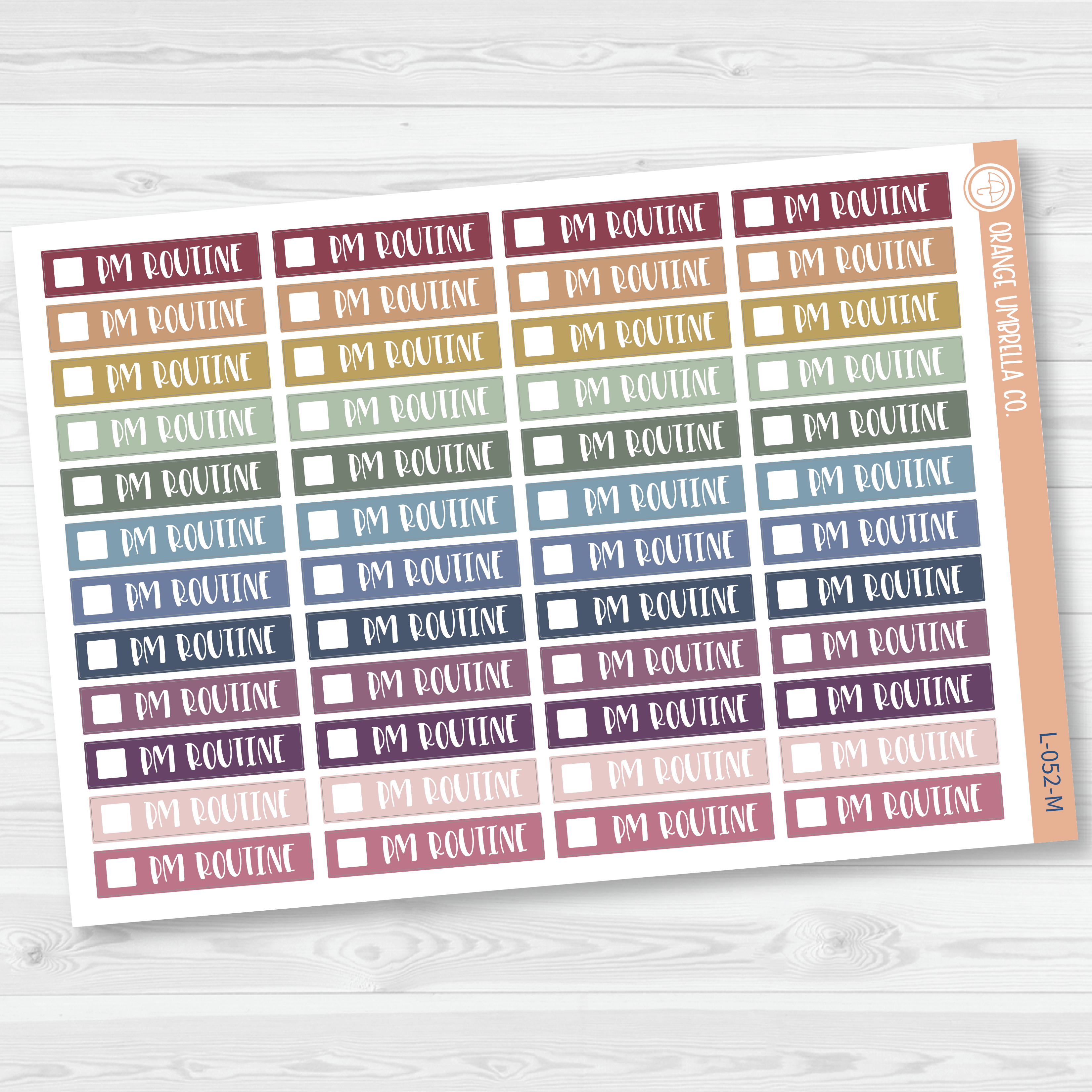 PM Routine Checkbox Label Planner Stickers | F1 | L-052