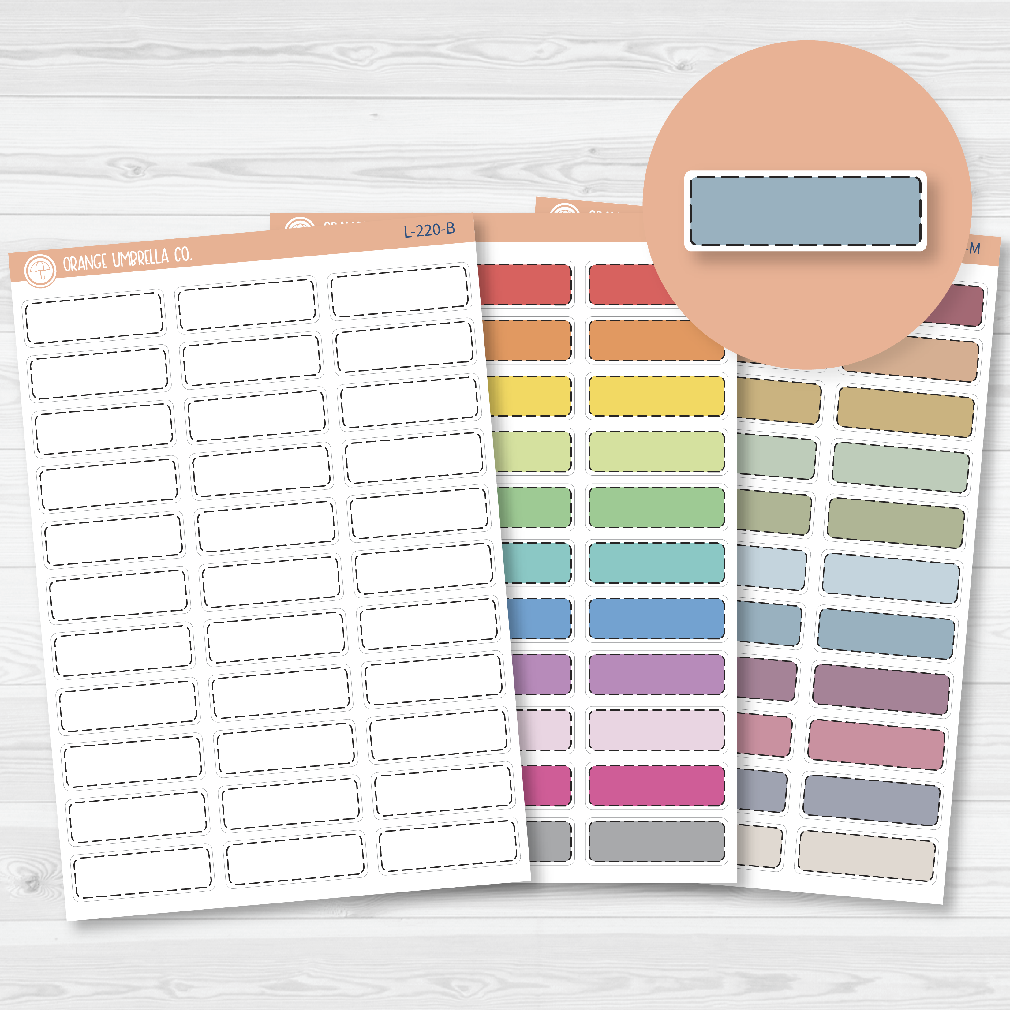 Stitched Quarter Box Labels | 1/4 Box Planner Stickers | L-220
