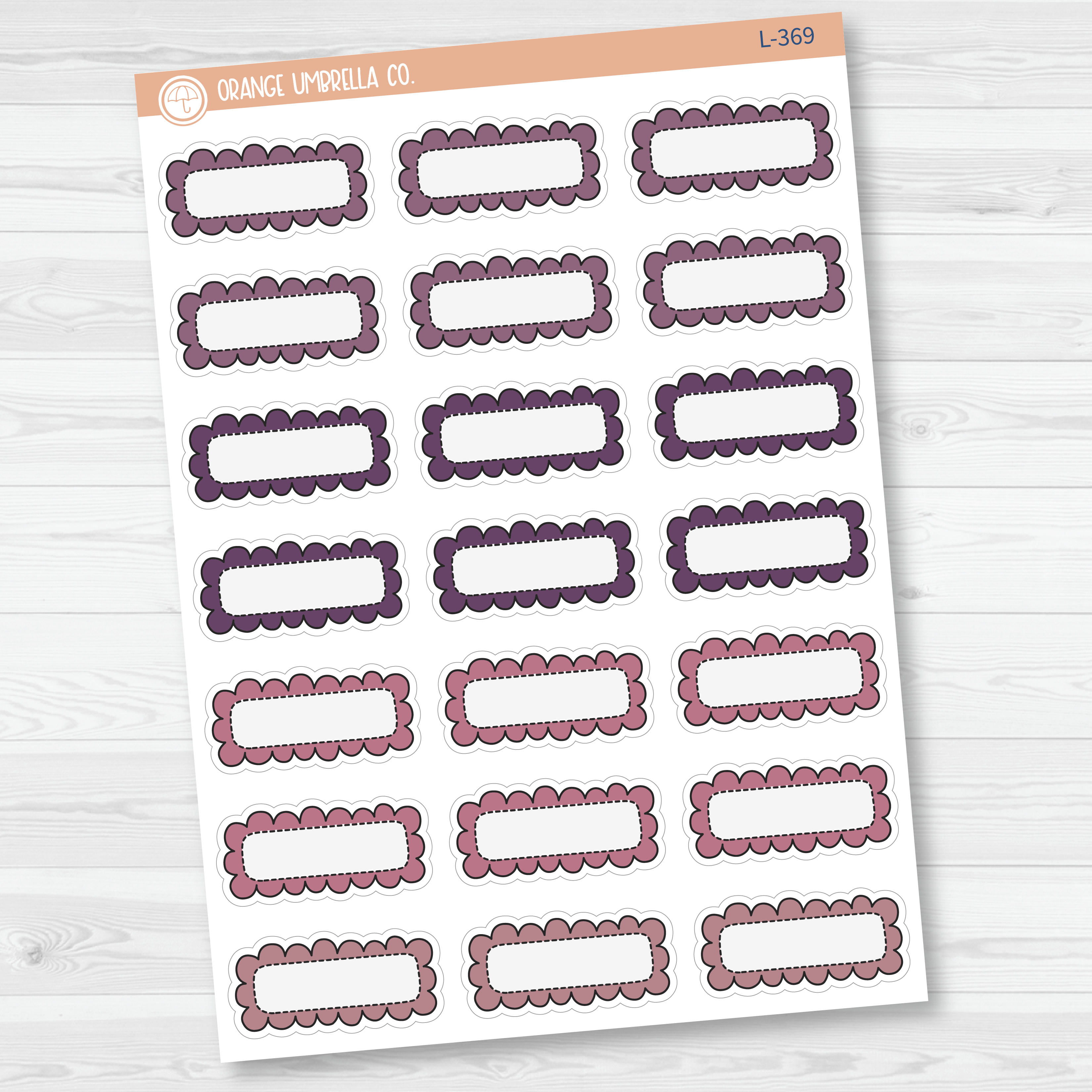 Scalloped Quarter Box Planner Stickers | Muted | L-367-L-370