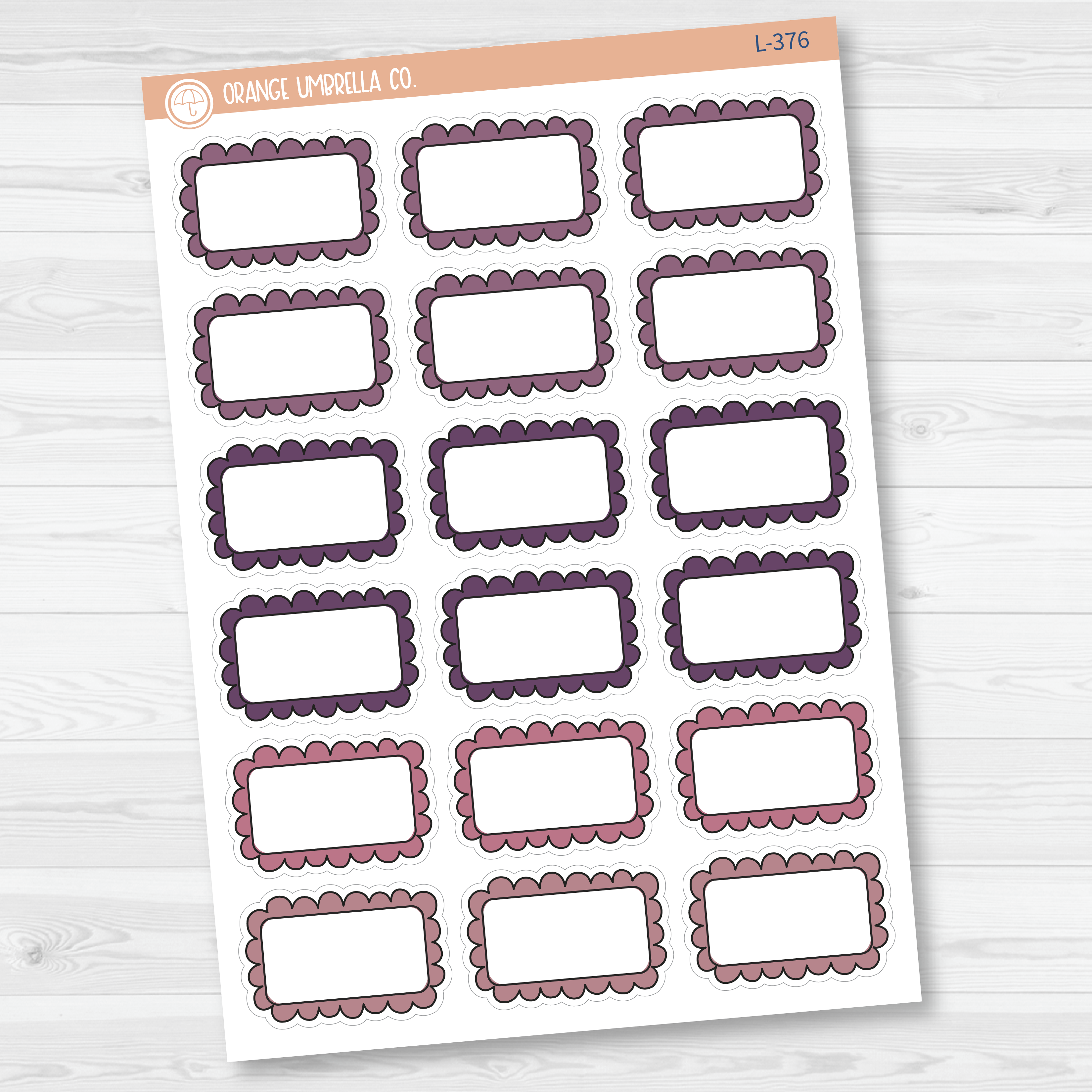 Scalloped Half Box Planner Stickers | Muted | L-374-L-376