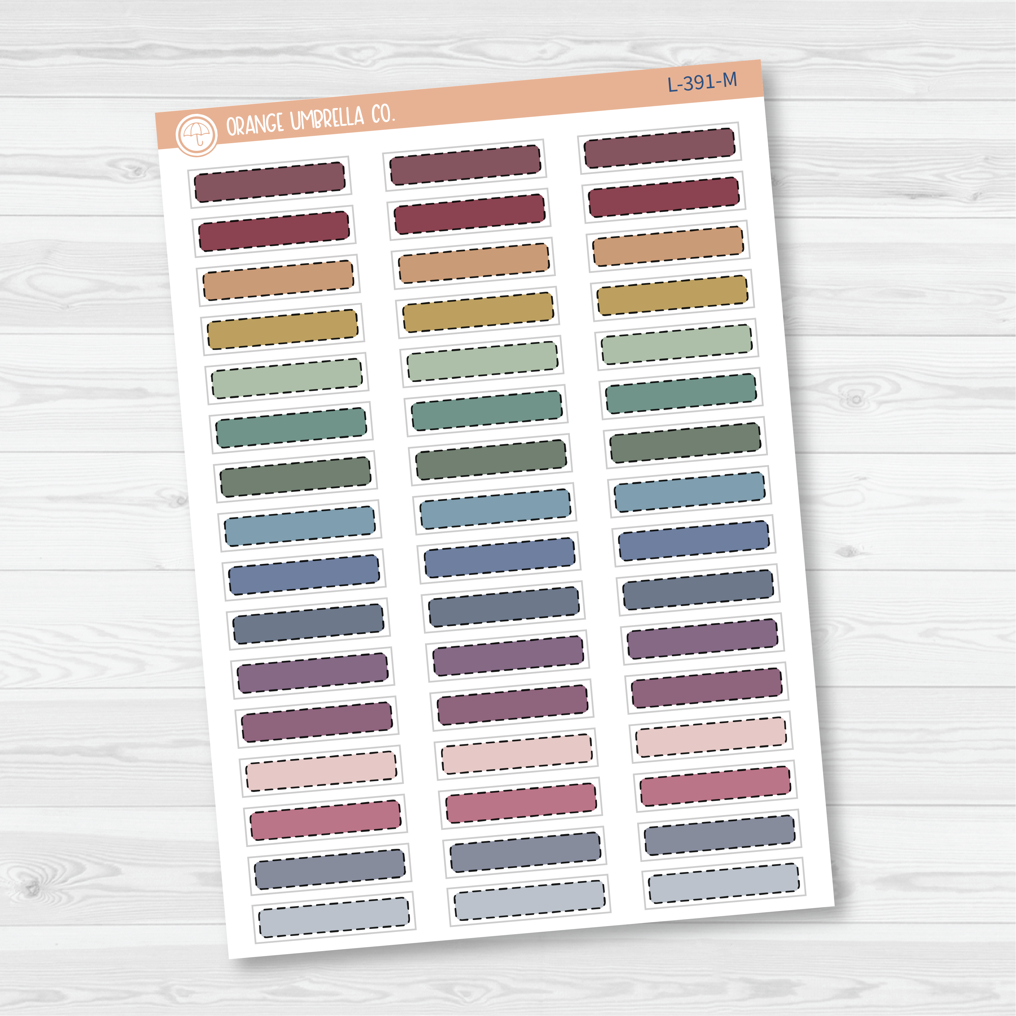 Hobonichi Cousin Stitched Skinny Labels Planner Stickers | L-391