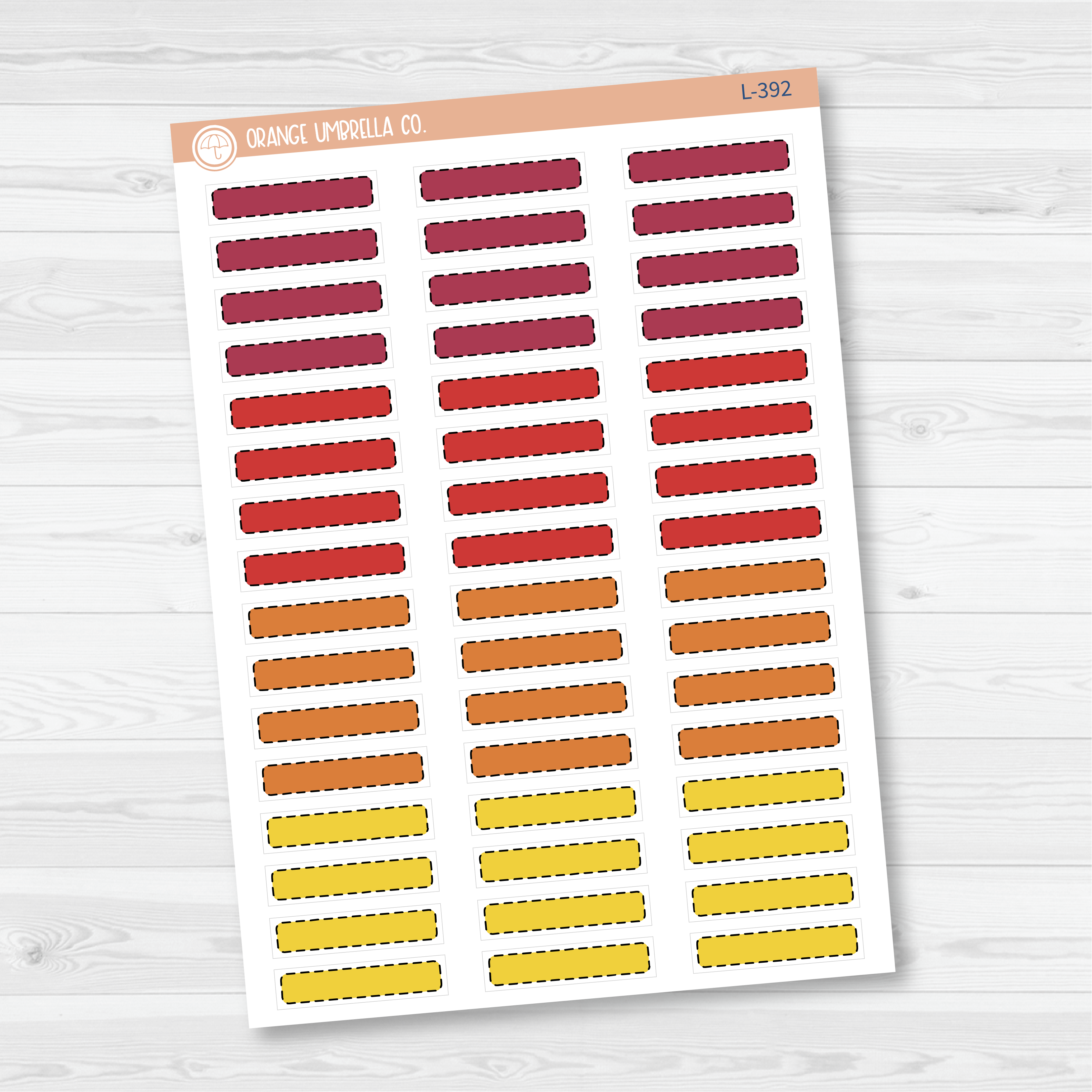 Hobonichi Cousin Stitched Skinny Labels Planner Stickers | Bright | L-392-394