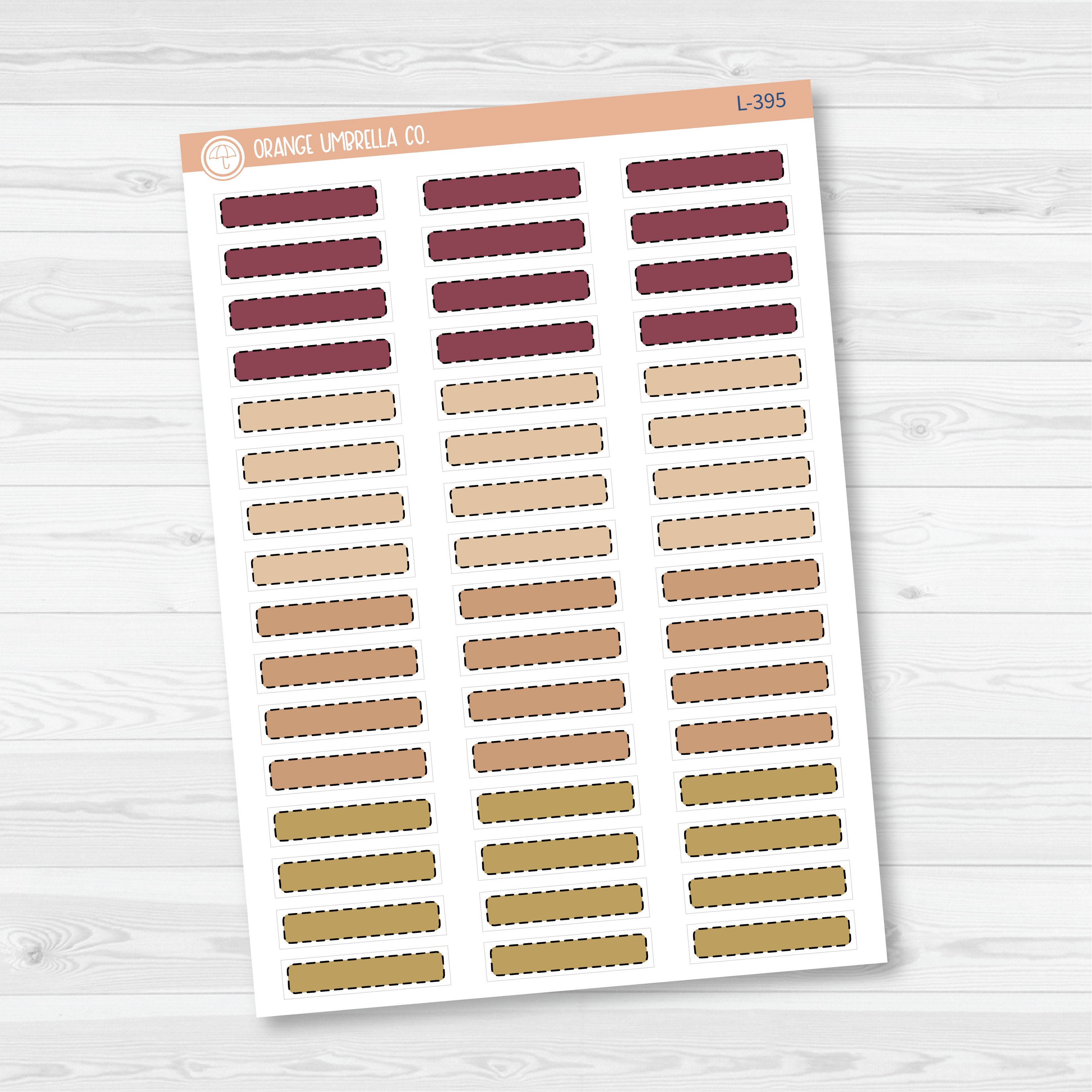 Hobonichi Cousin Stitched Skinny Labels Planner Stickers | Muted | L-395-397