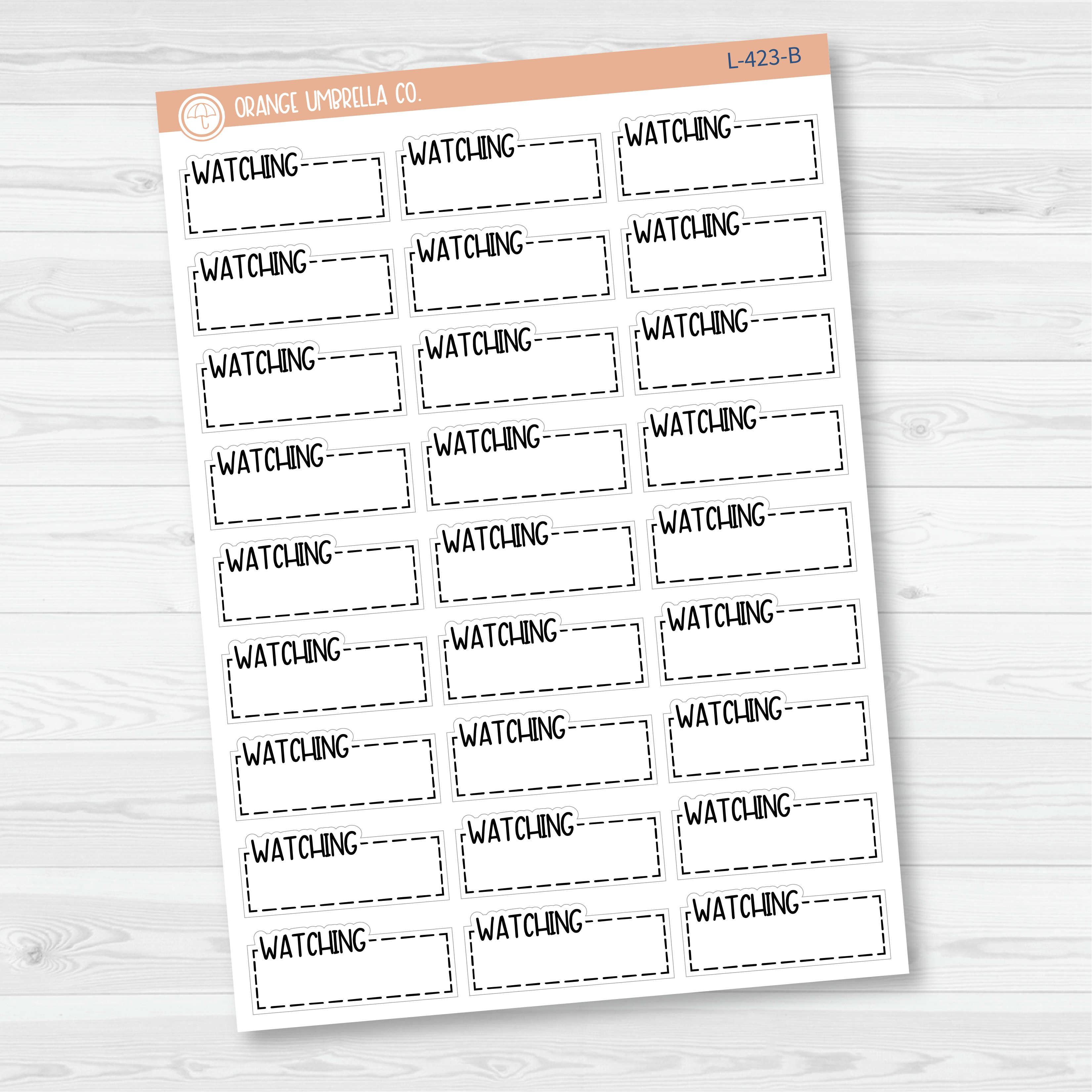 Watching Stitched Quarter Box Planner Stickers | L-423