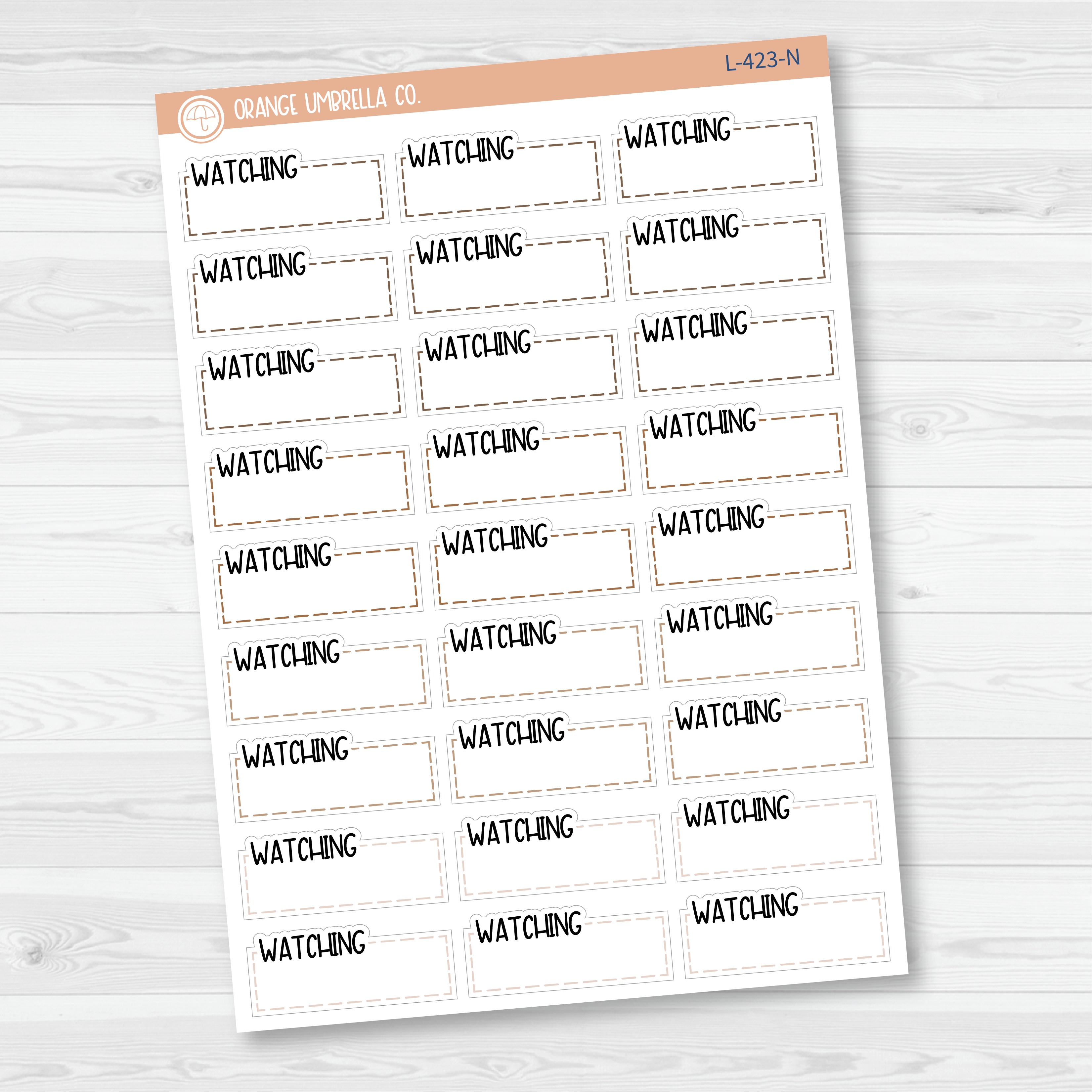 Watching Stitched Quarter Box Planner Stickers | L-423