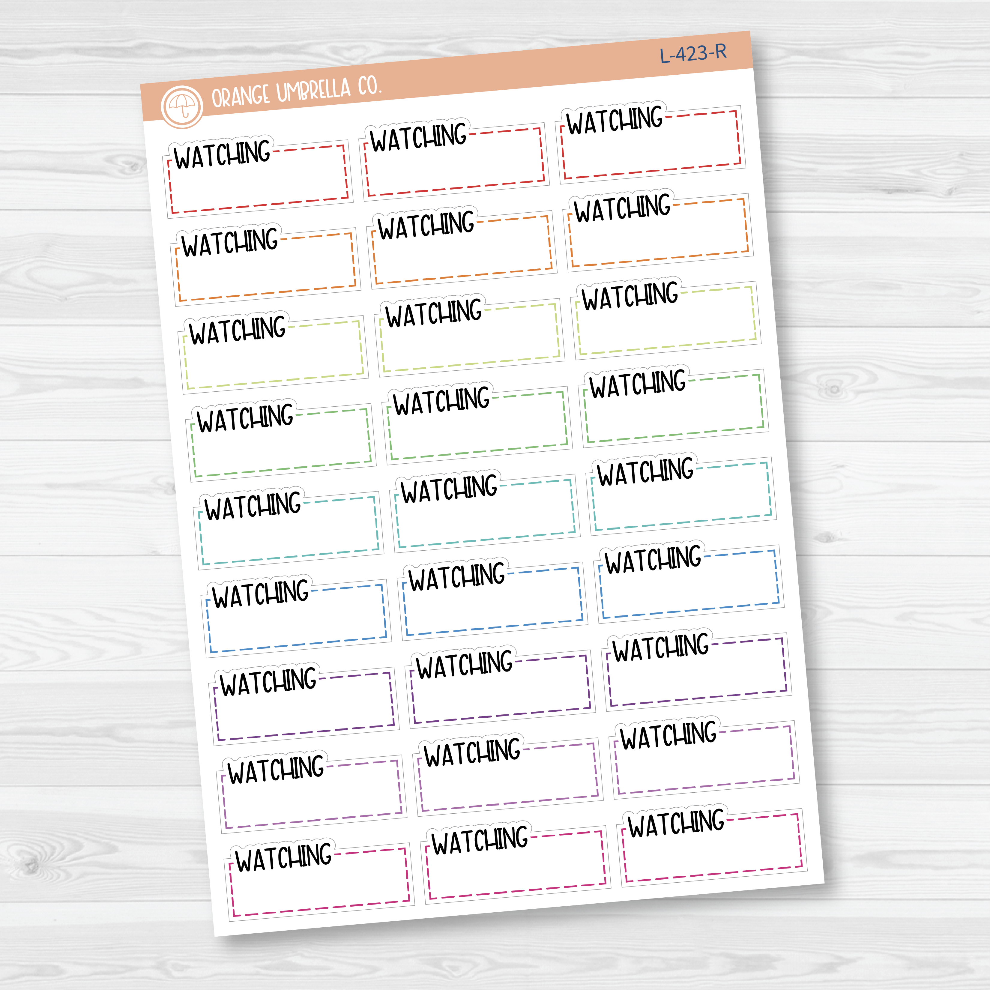Watching Stitched Quarter Box Planner Stickers | L-423