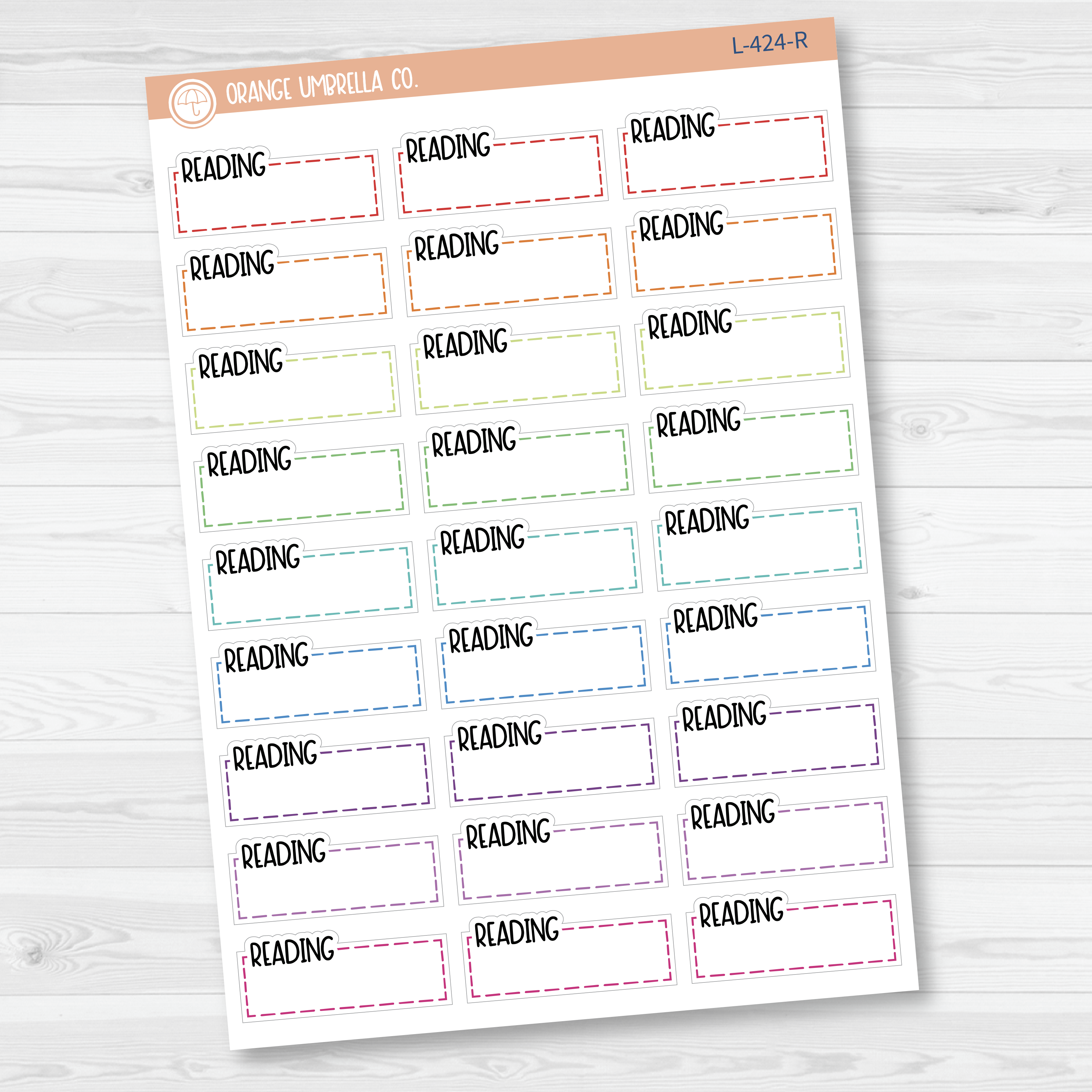 Reading Stitched Quarter Box Planner Stickers | L-424