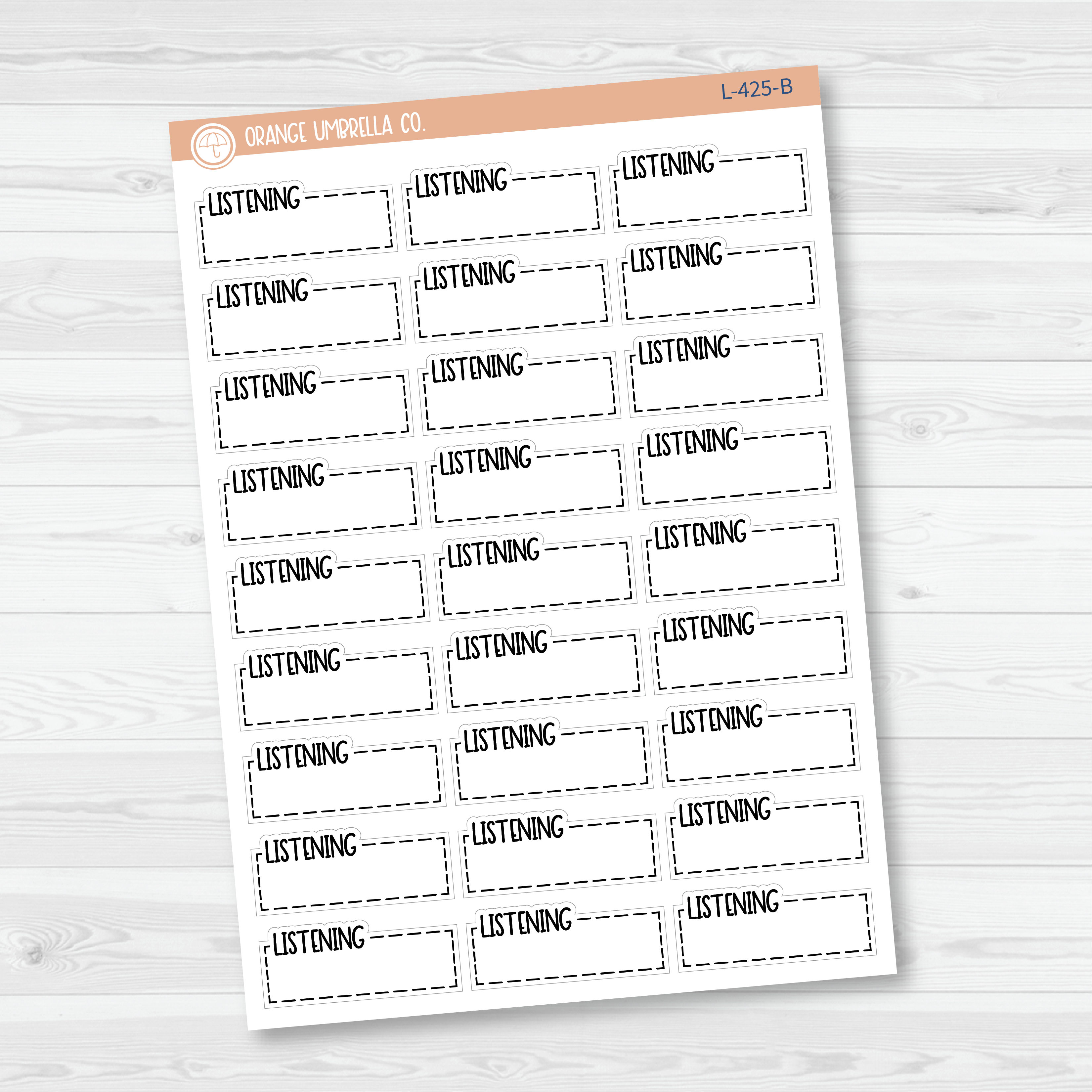 Listening Stitched Quarter Box Planner Stickers | L-425