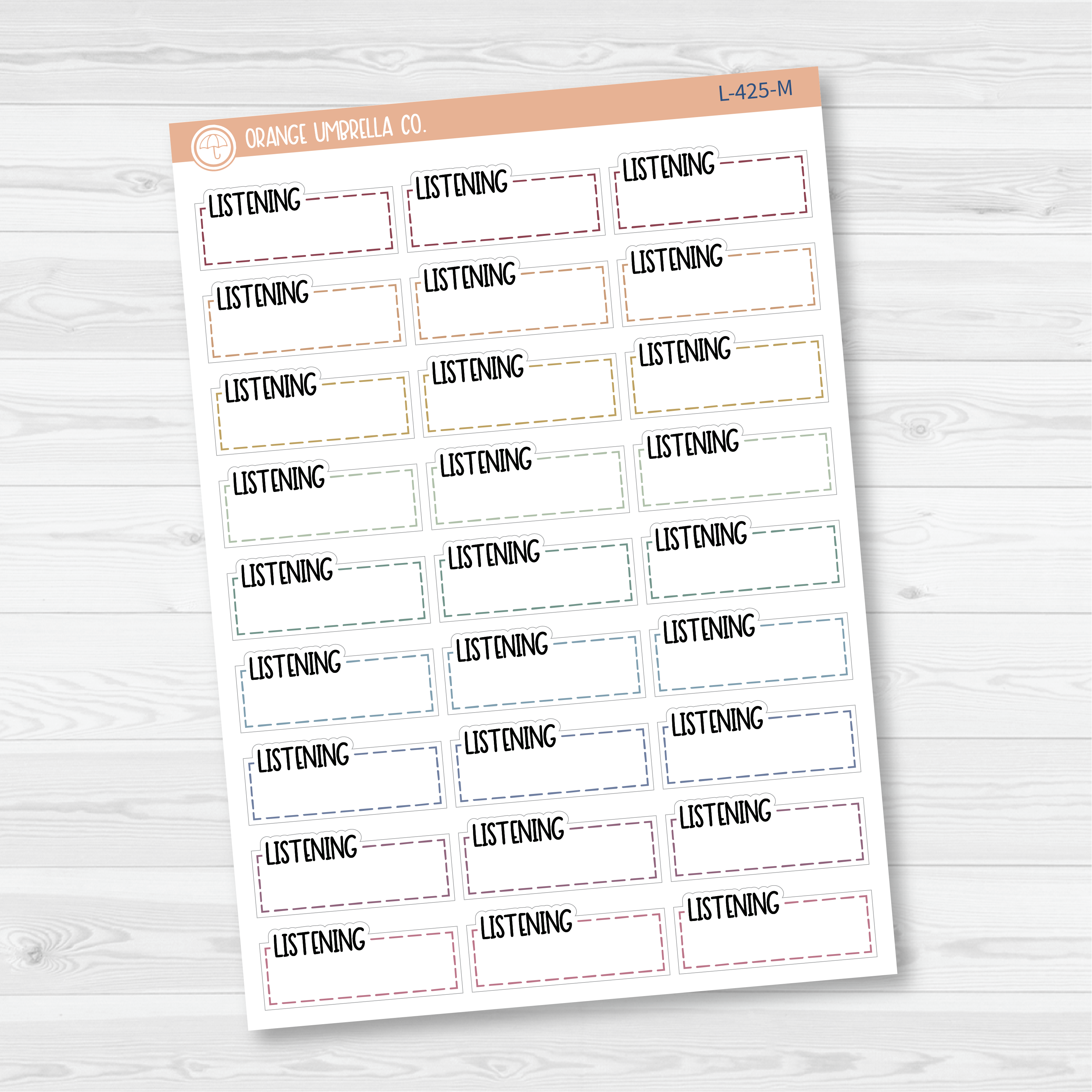 Listening Stitched Quarter Box Planner Stickers | L-425