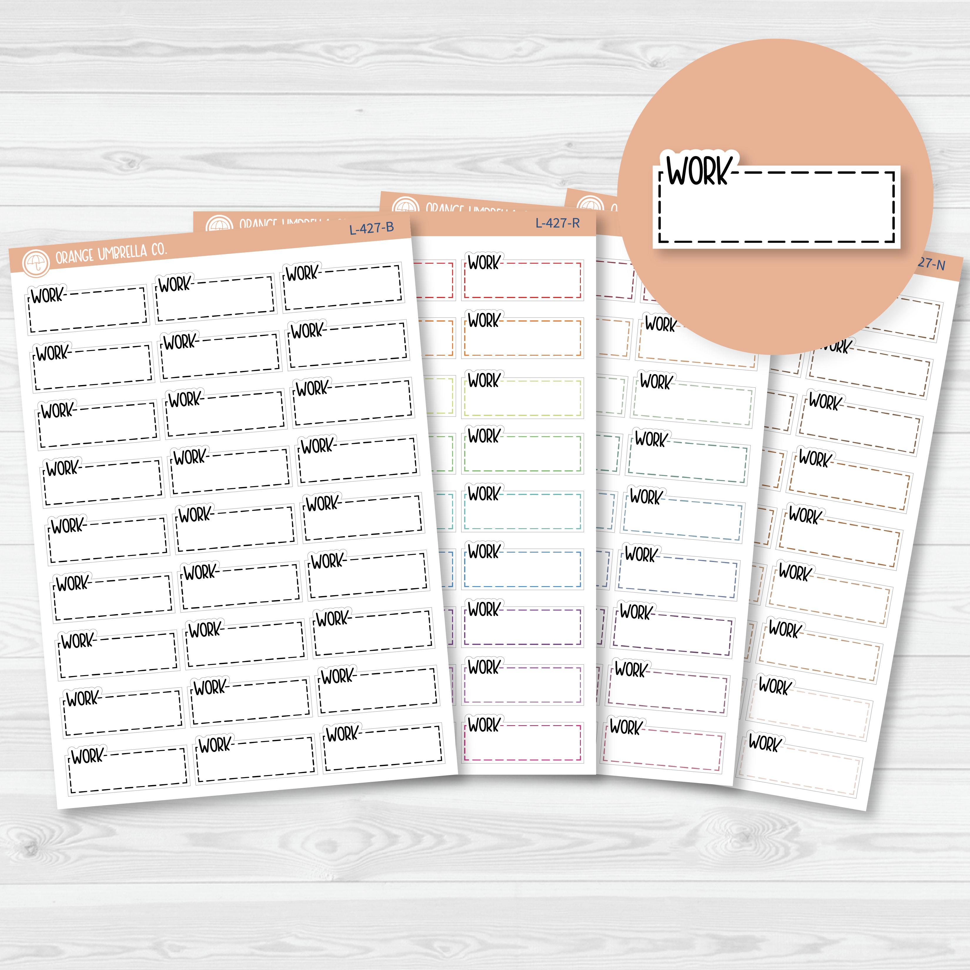 Work Stitched Quarter Box Planner Stickers | L-427