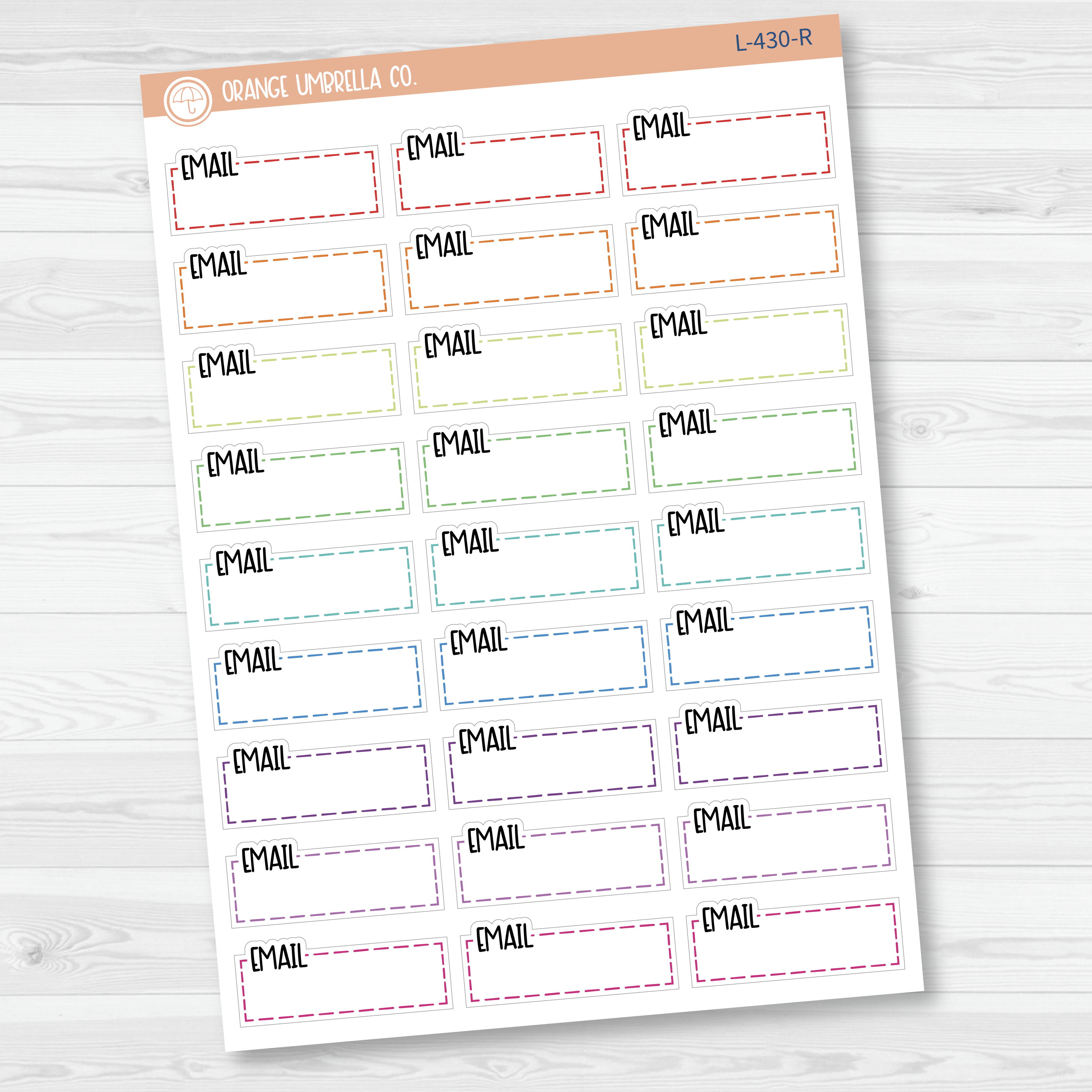 Email, To Email Stitched Quarter Box Planner Stickers | L-430