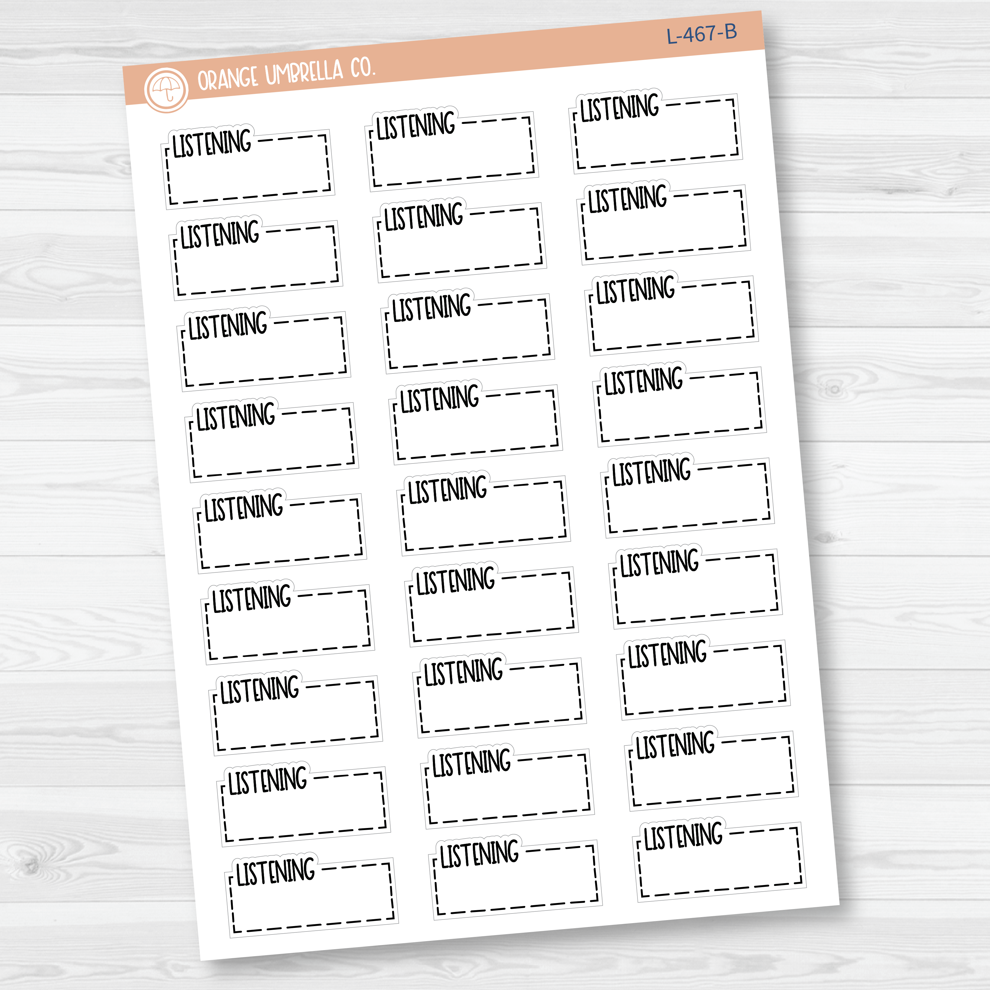 Listening Hobonichi Cousin Stitched Quarter Box Planner Stickers | L-467
