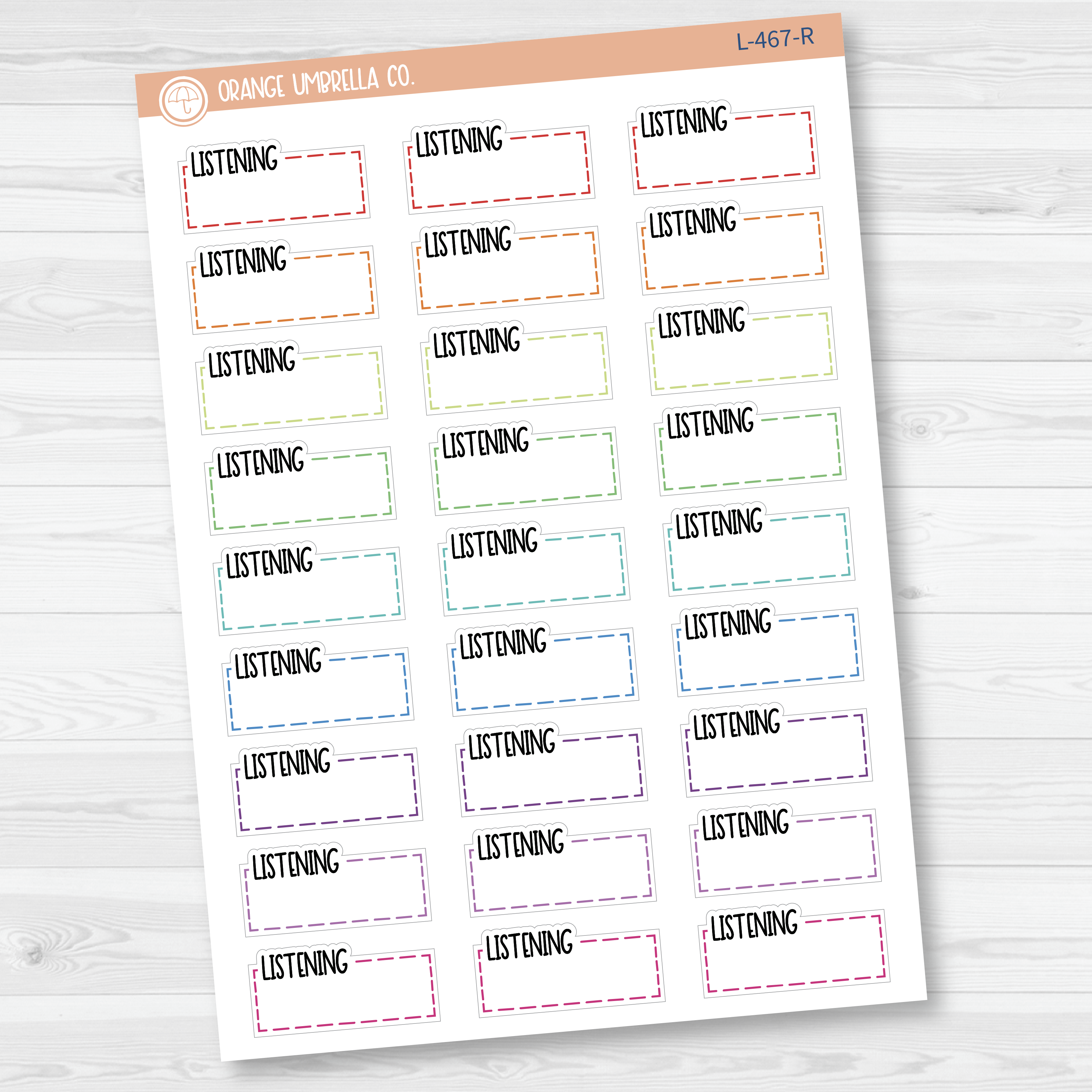 Listening Hobonichi Cousin Stitched Quarter Box Planner Stickers | L-467