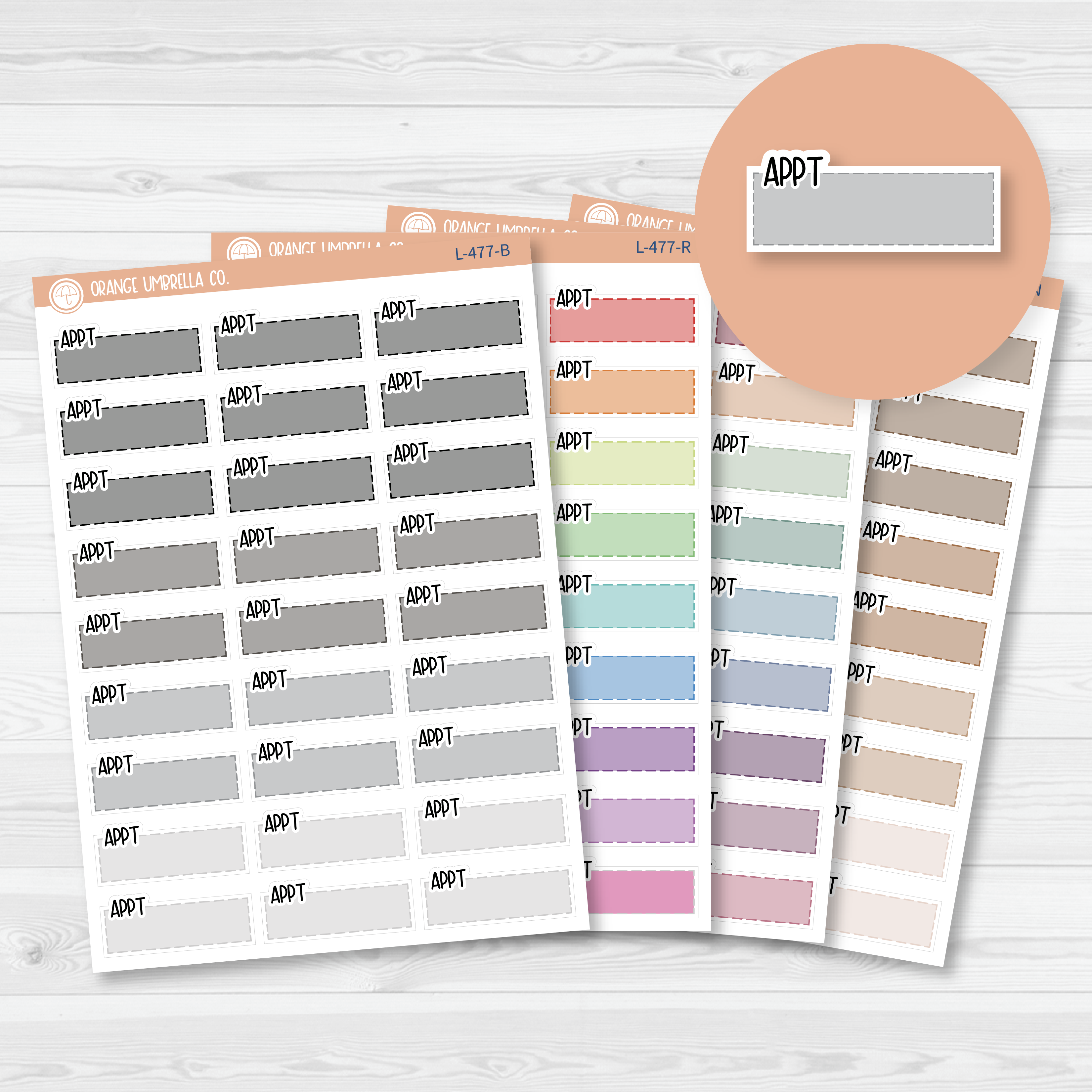 Appt Color Stitched Quarter Box Planner Stickers | L-477