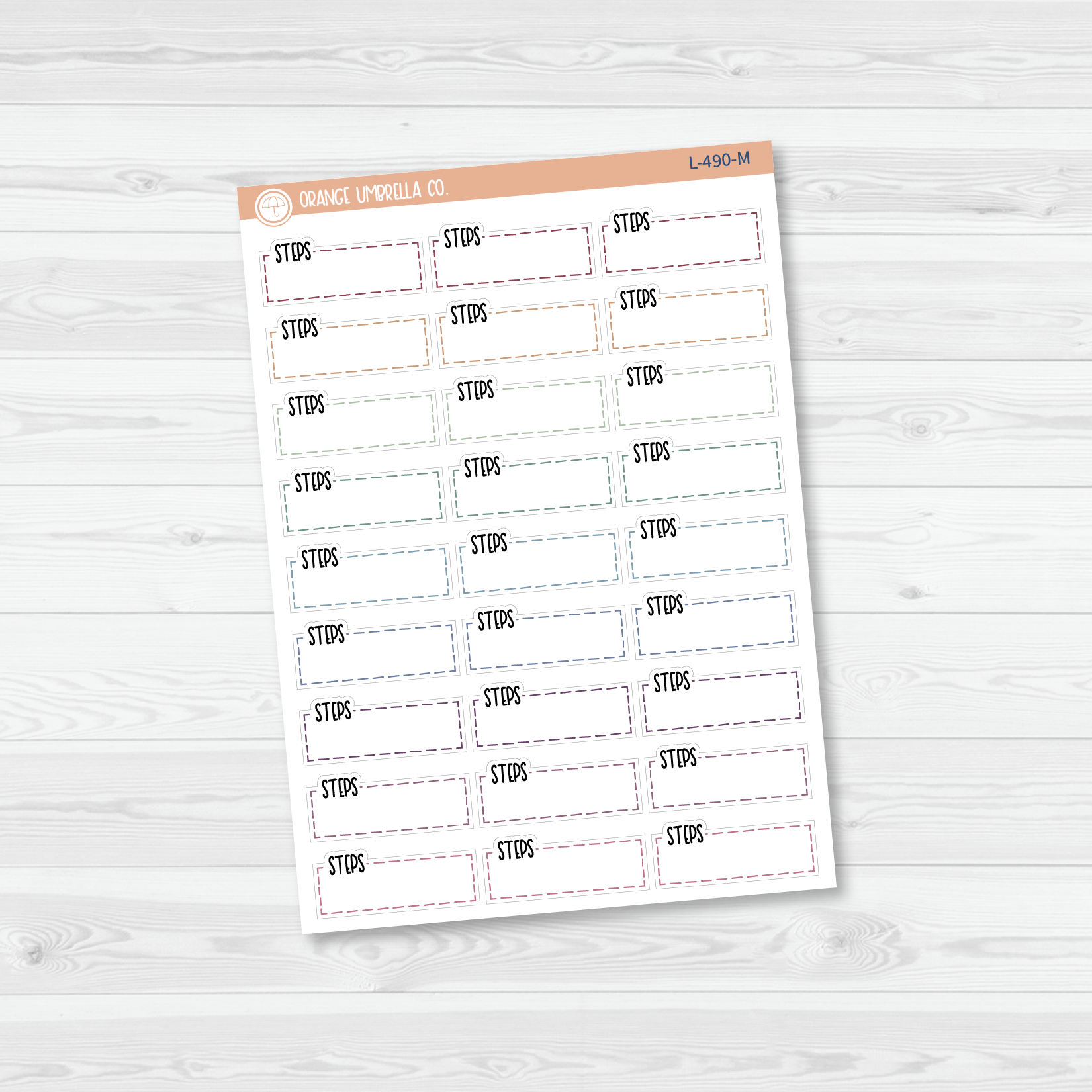 Steps Stitched Quarter Box Planner Stickers | L-490