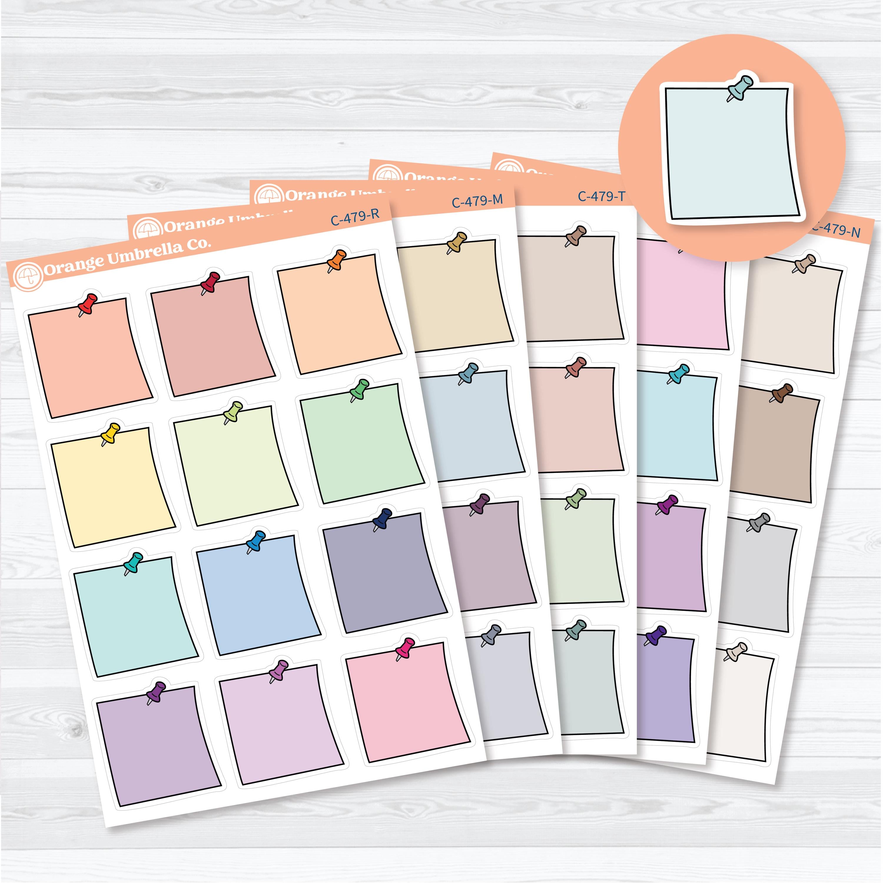 large sticky note journaling planner stickers with push pin design for writing notes and planner organization
