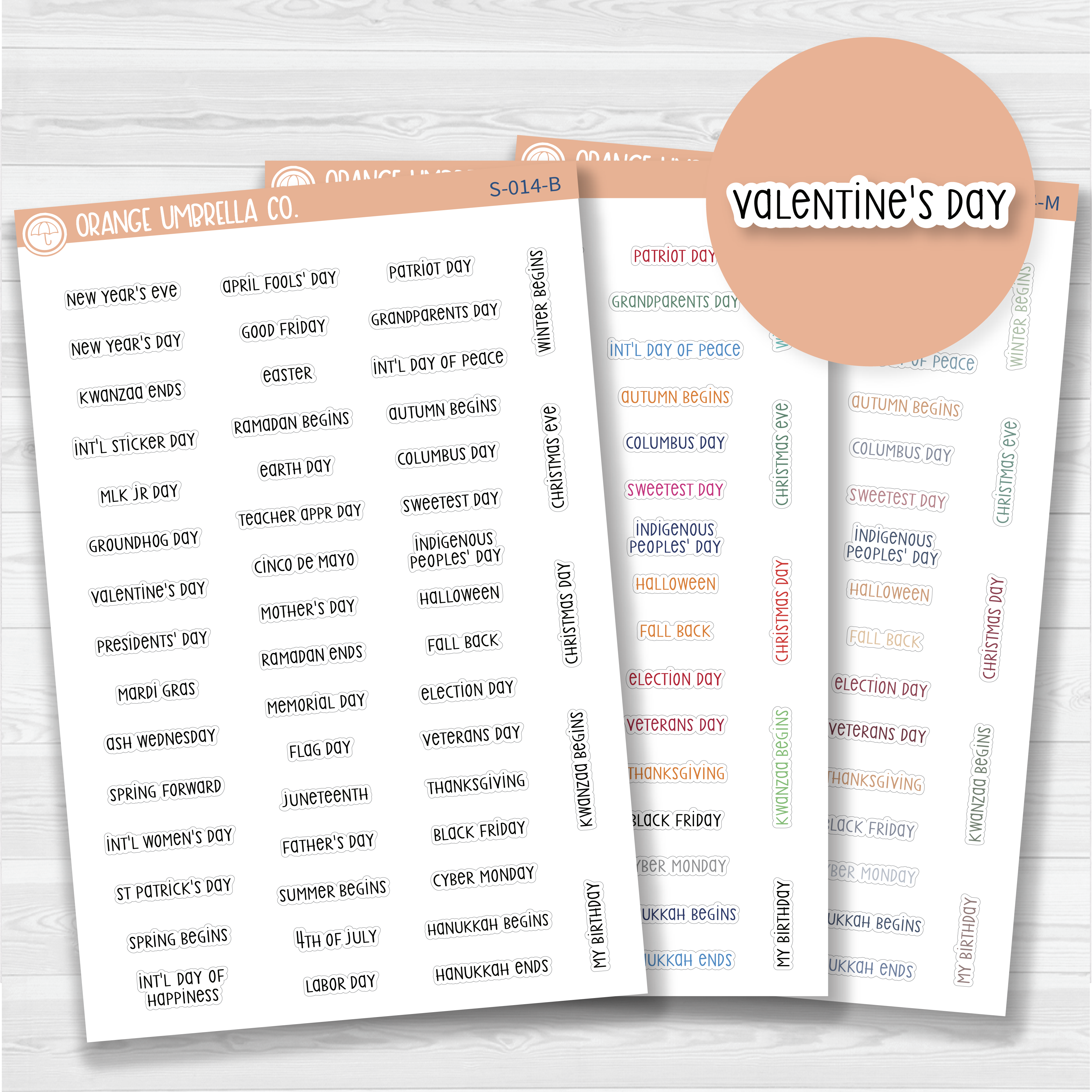 US Holidays Script Planner Stickers | F3 | S-014