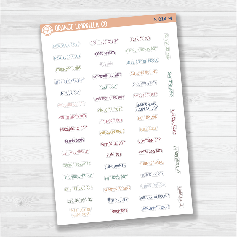 US Holiday Script Planner Stickers | F3 | S-014