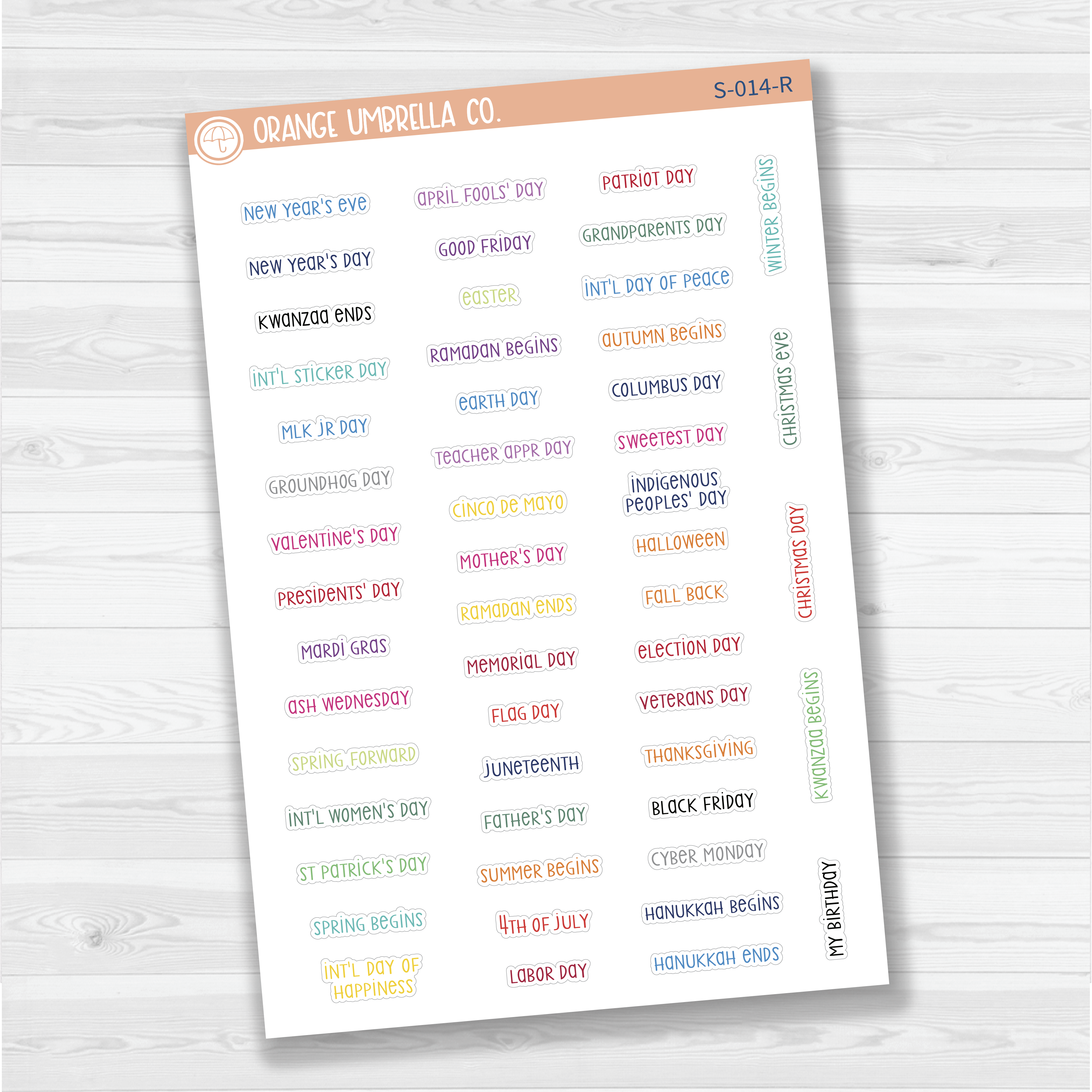 US Holidays Script Planner Stickers | F3 | S-014