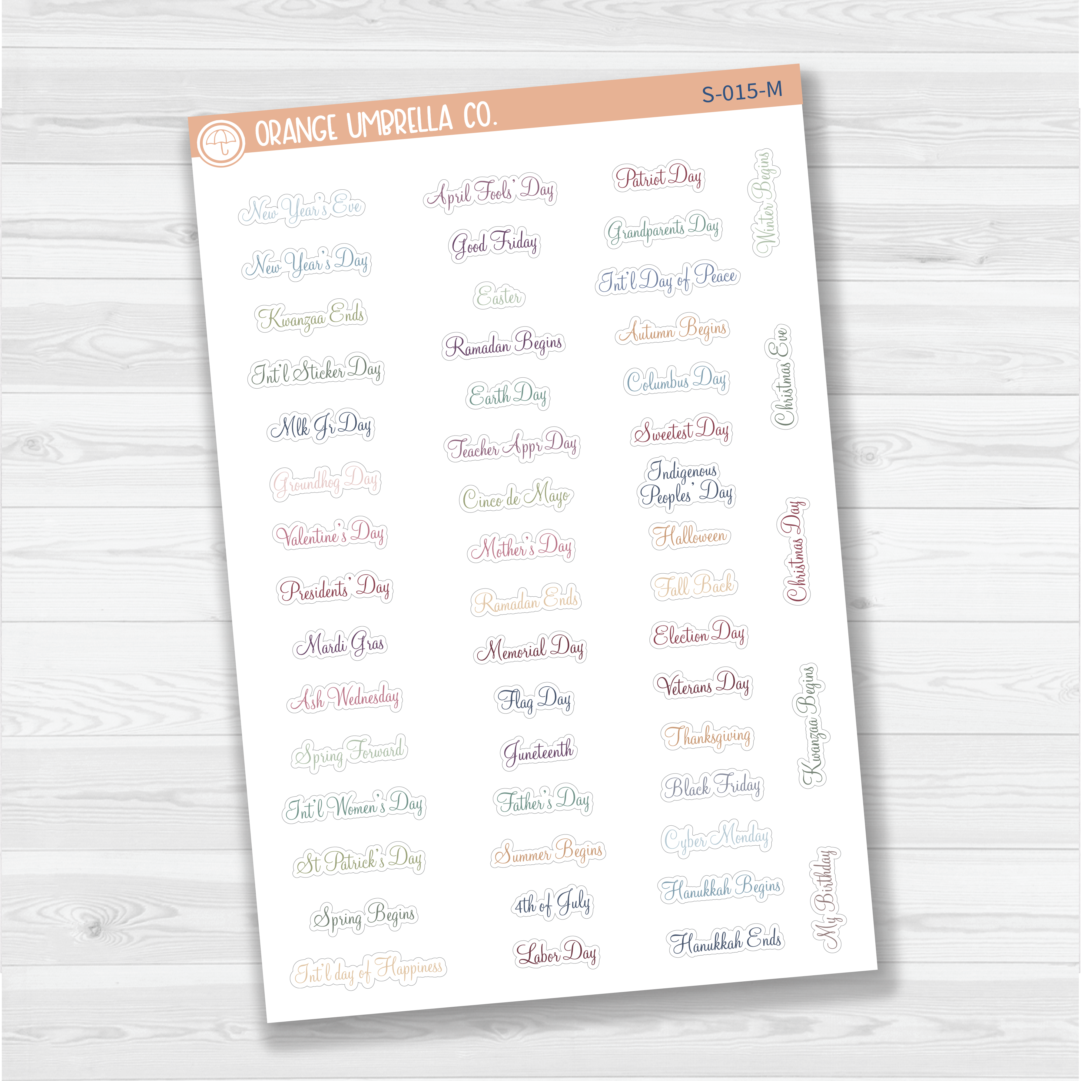 US Holidays Script Planner Stickers | F4 | S-015