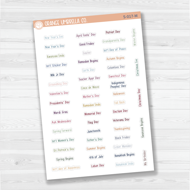 US Holiday Saray Plans Script Planner Stickers | FSP | S-017