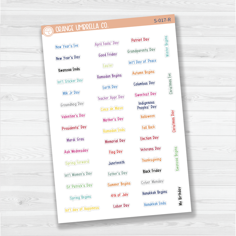 US Holiday Saray Plans Script Planner Stickers | FSP | S-017