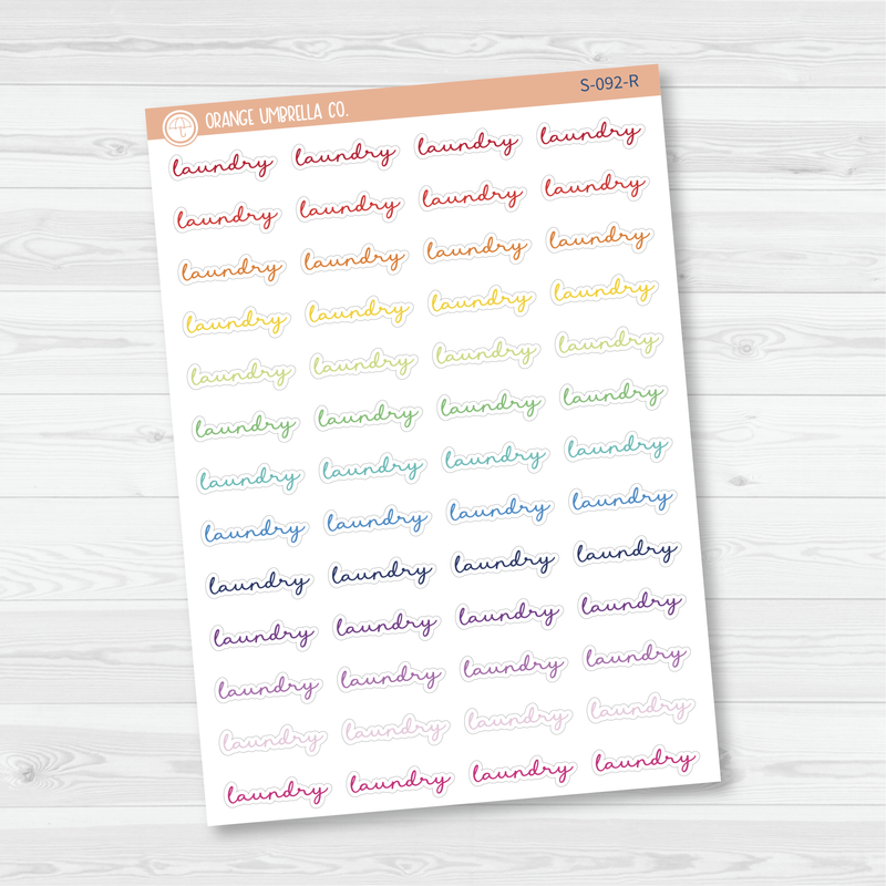 CLEARANCE | Laundry Script Planner Stickers | F5 | S-092 / 921-032-001L-WH