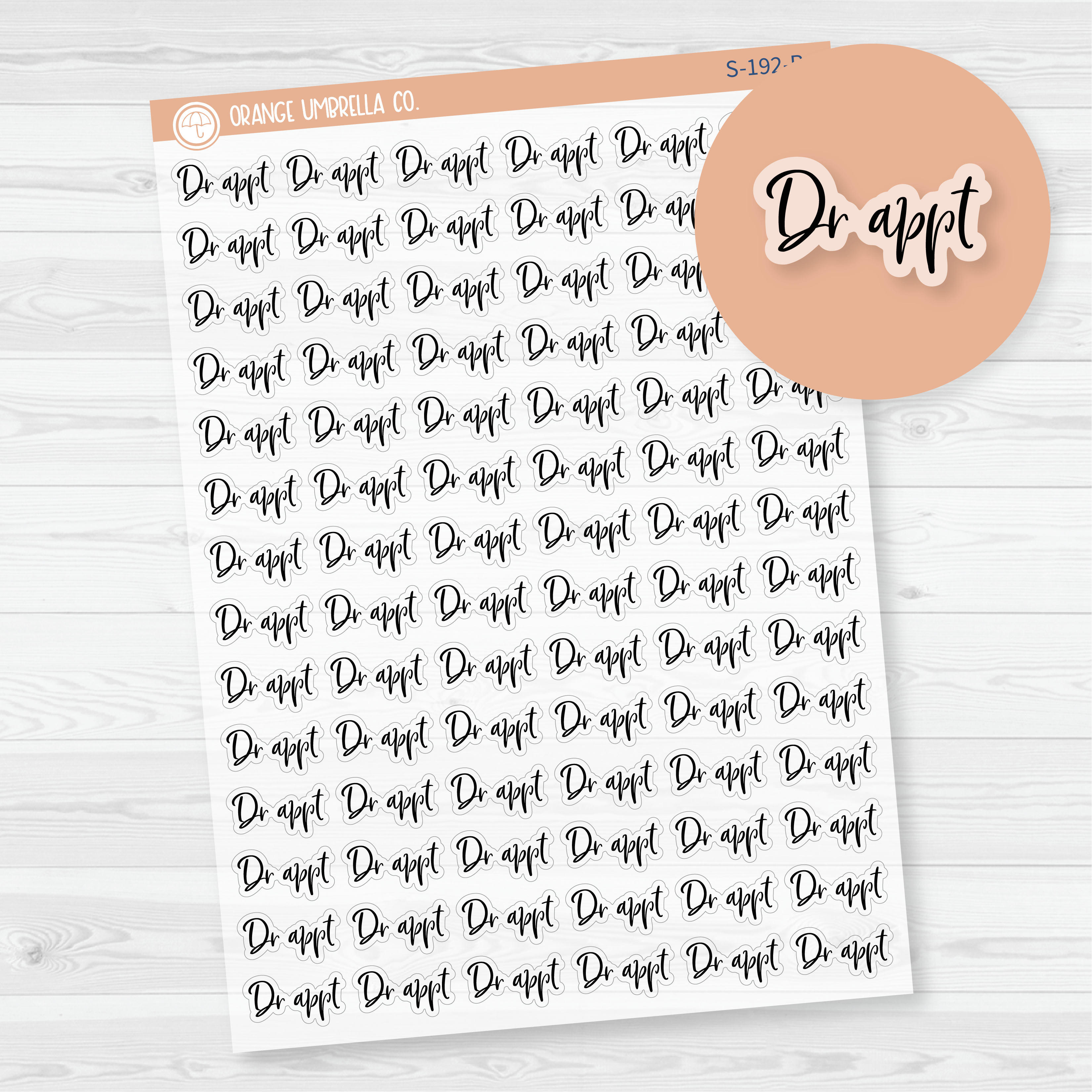 Dr Appt Script Planner Stickers | F2 Clear Matte | S-192-BCM
