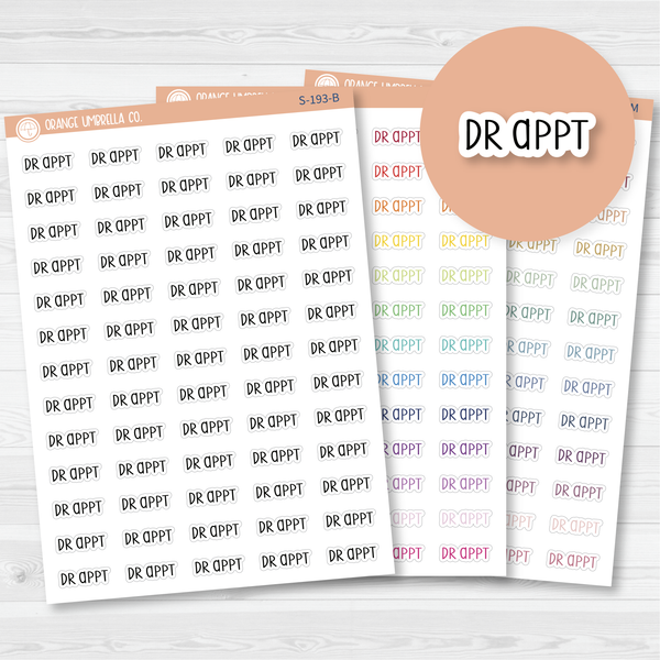 Dr. Appt Script Planner Stickers | F3 | S-193