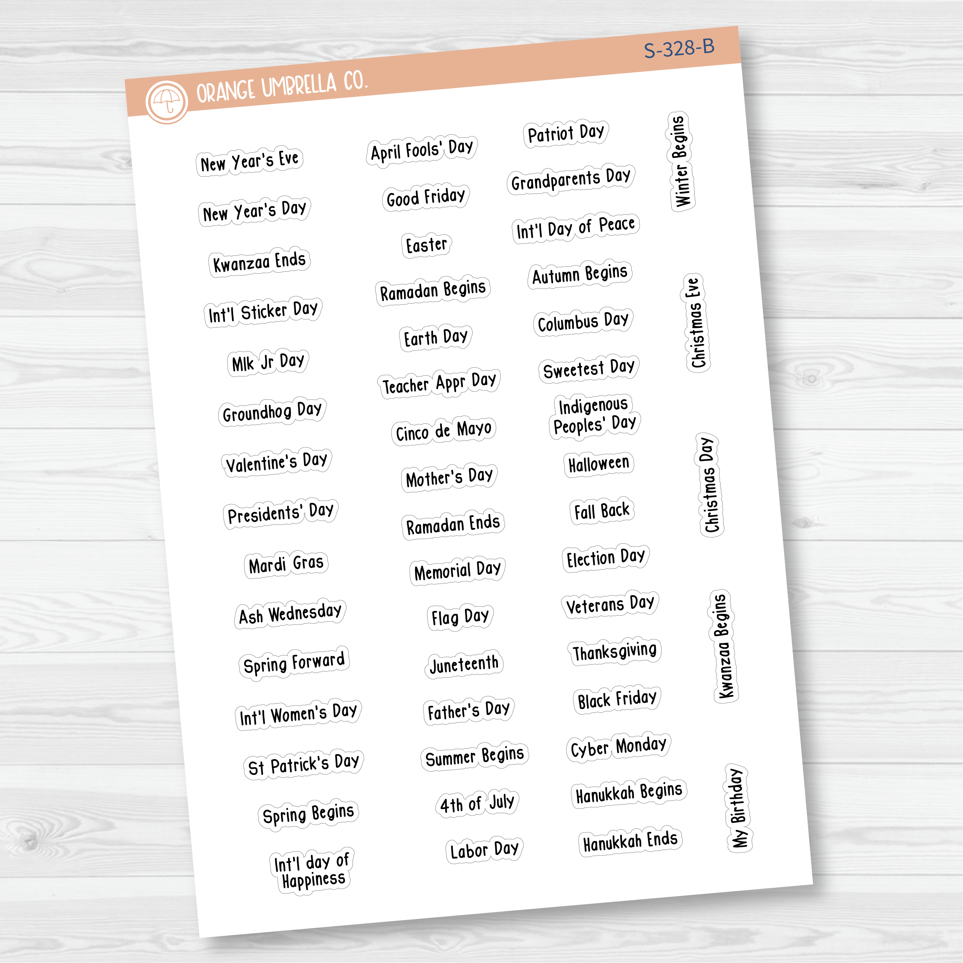 US Holidays Saray Plans - Mini Script Planner Stickers | FSP | S-328