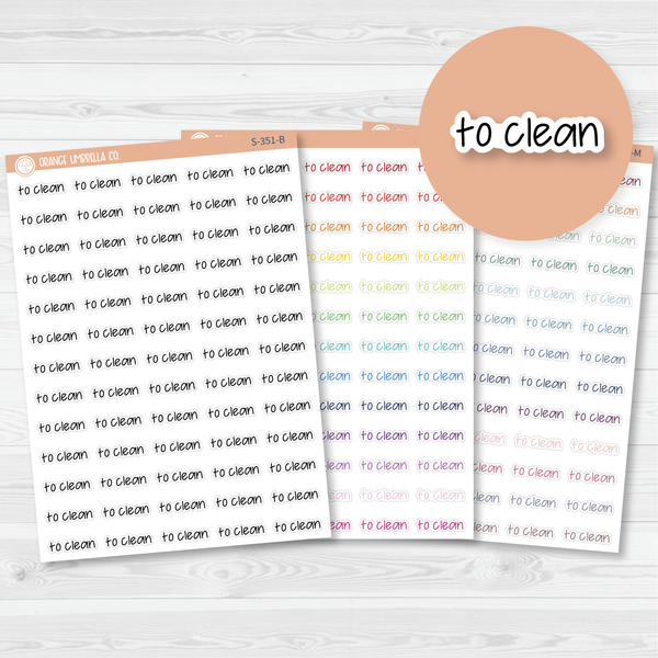 To Clean Jen Plans Script Planner Stickers | FJP | S-351