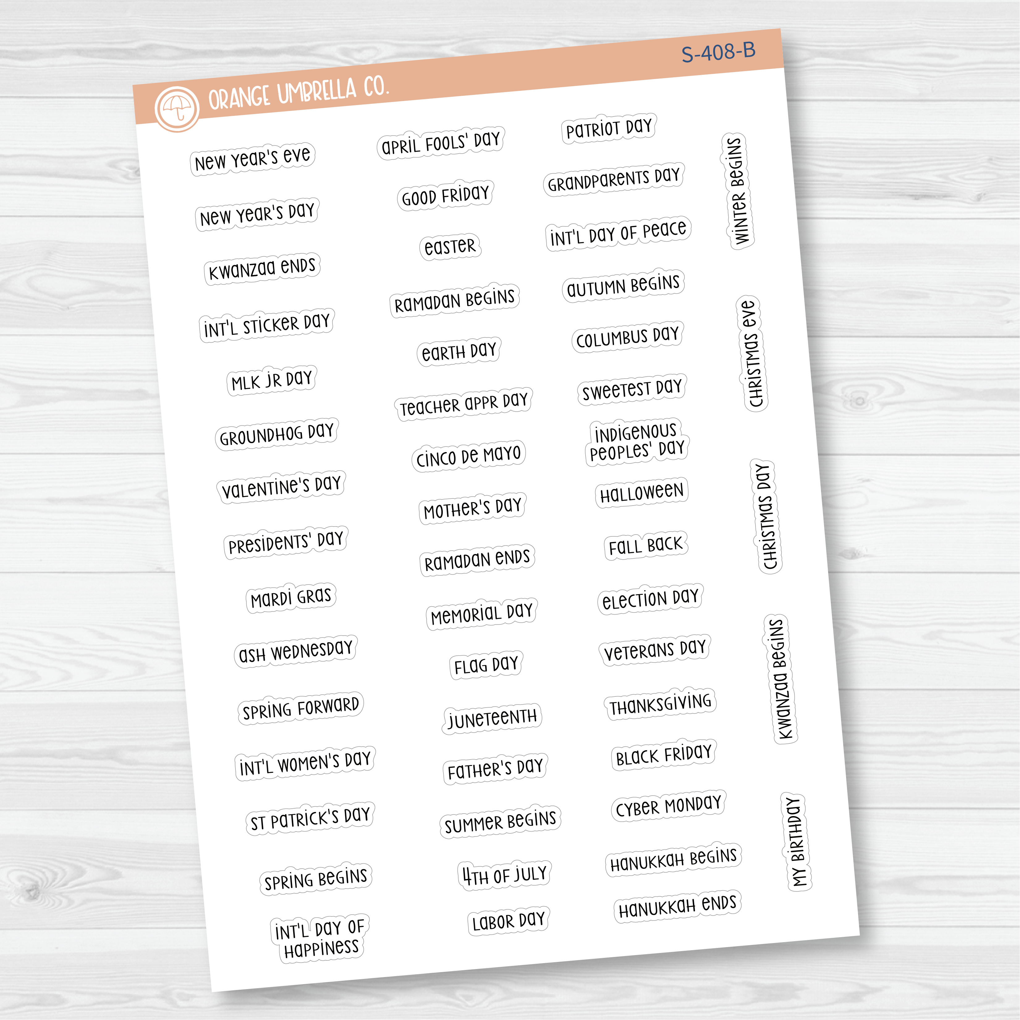 US Holidays - Mini Script Planner Stickers | F3 | S-408