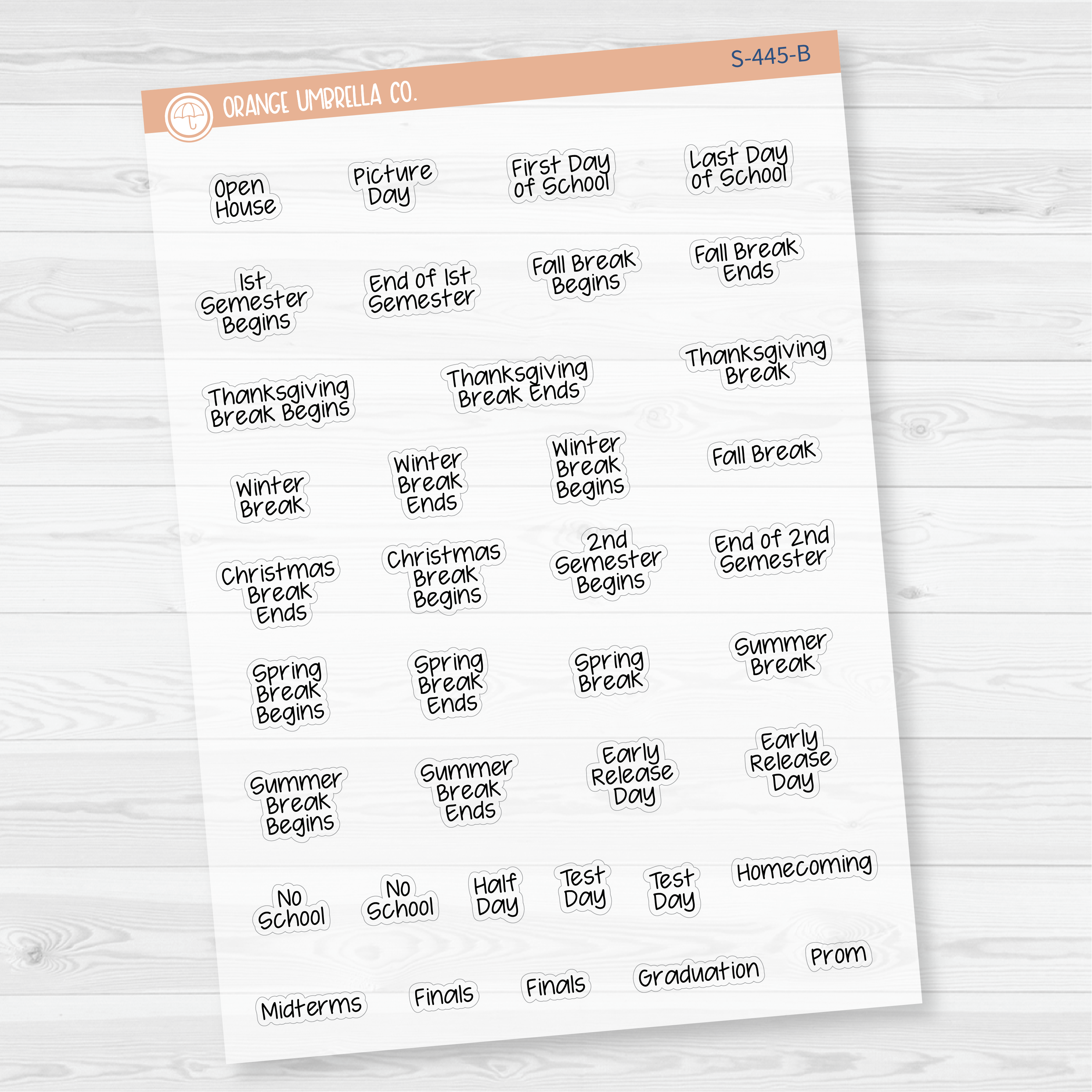 School Related Holiday - Mini Script Planner Stickers | FJP | S-445