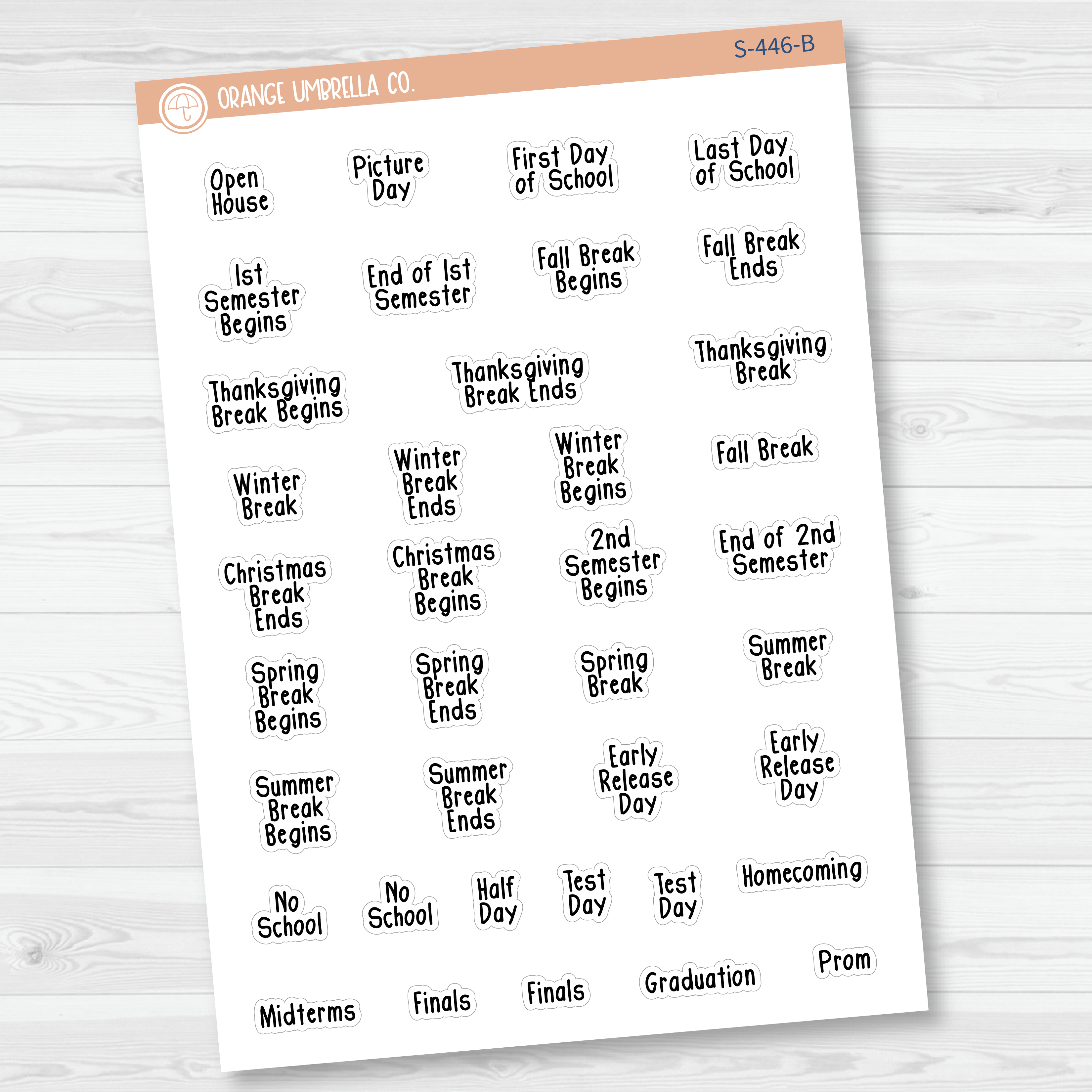 School Related Holiday - Mini Script Planner Stickers | FSP | S-446-B