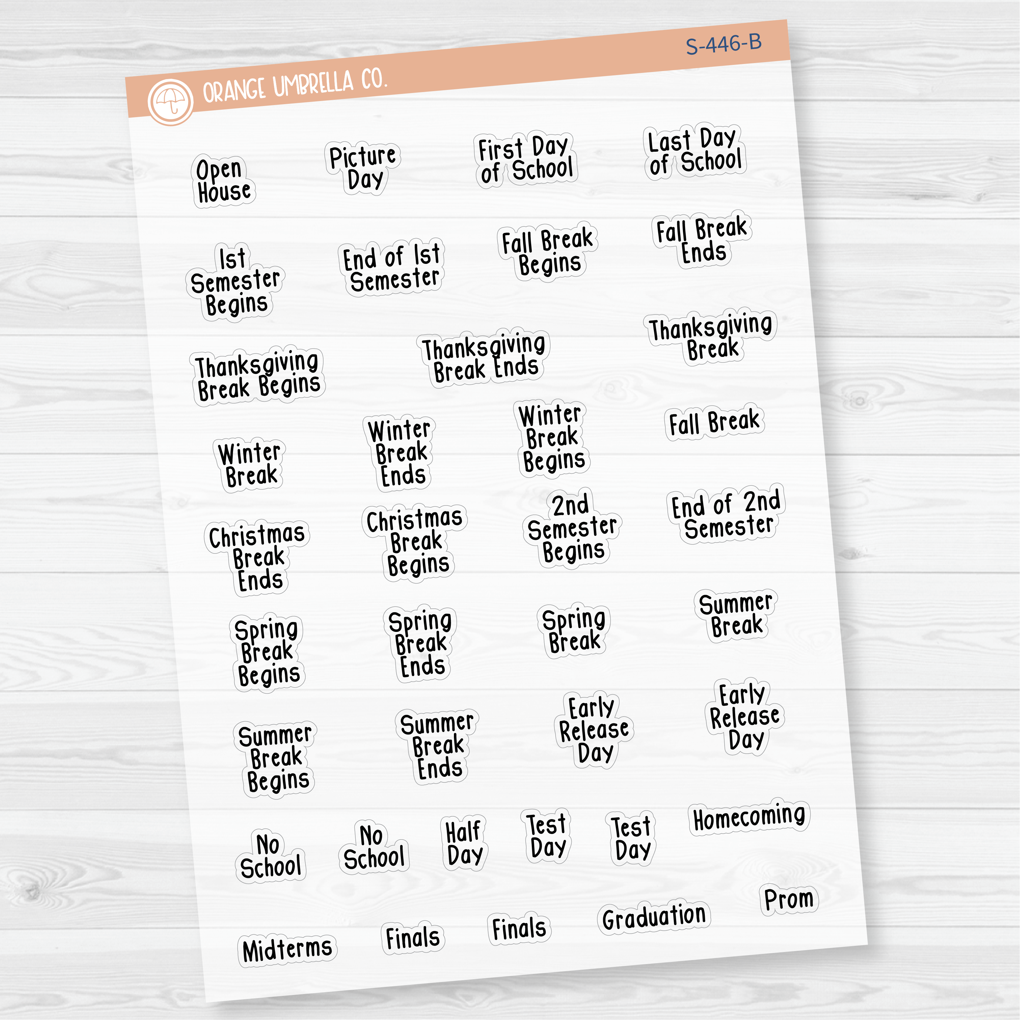 School Related Holiday - Mini Script Planner Stickers | FSP | S-446-B