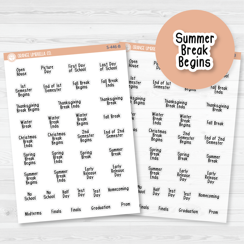 School Related Holiday - Mini Script Planner Stickers | FSP | S-446-B
