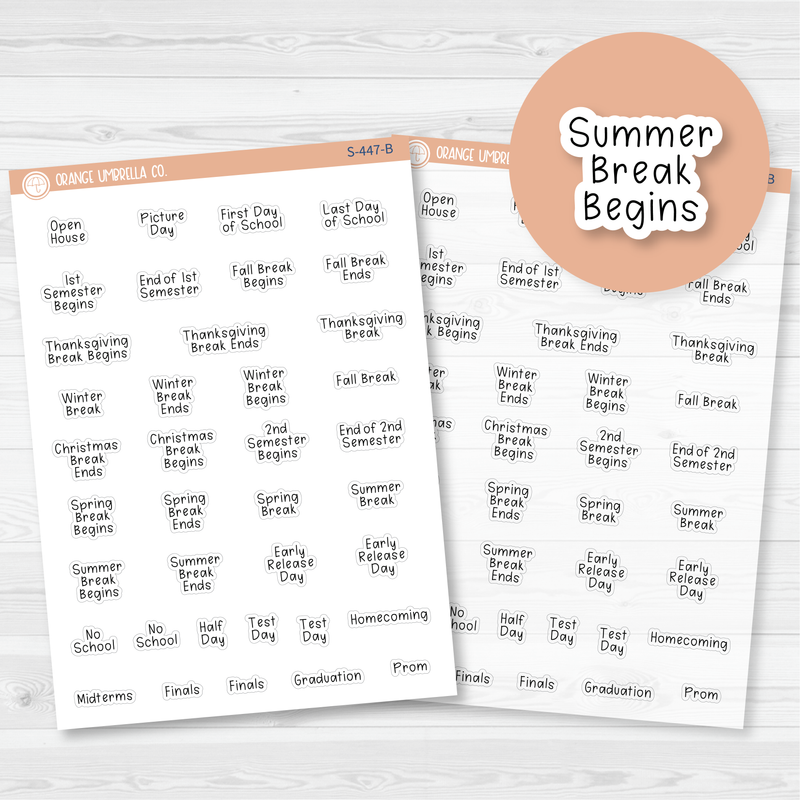 School Related Holiday - Mini Script Planner Stickers | JF | S-447-B