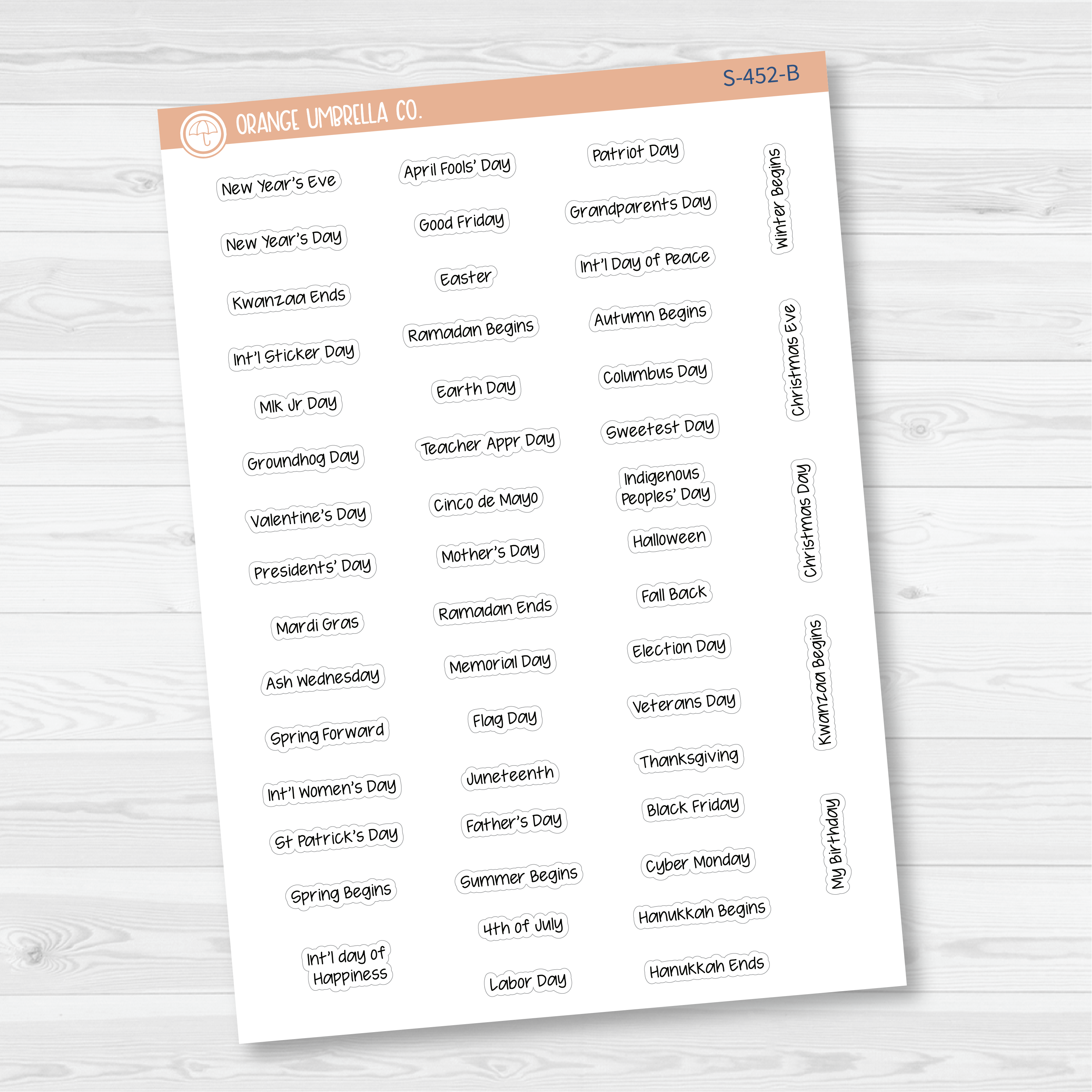 US Holidays Jen Plans - Mini Script Planner Stickers | FJP | S-452