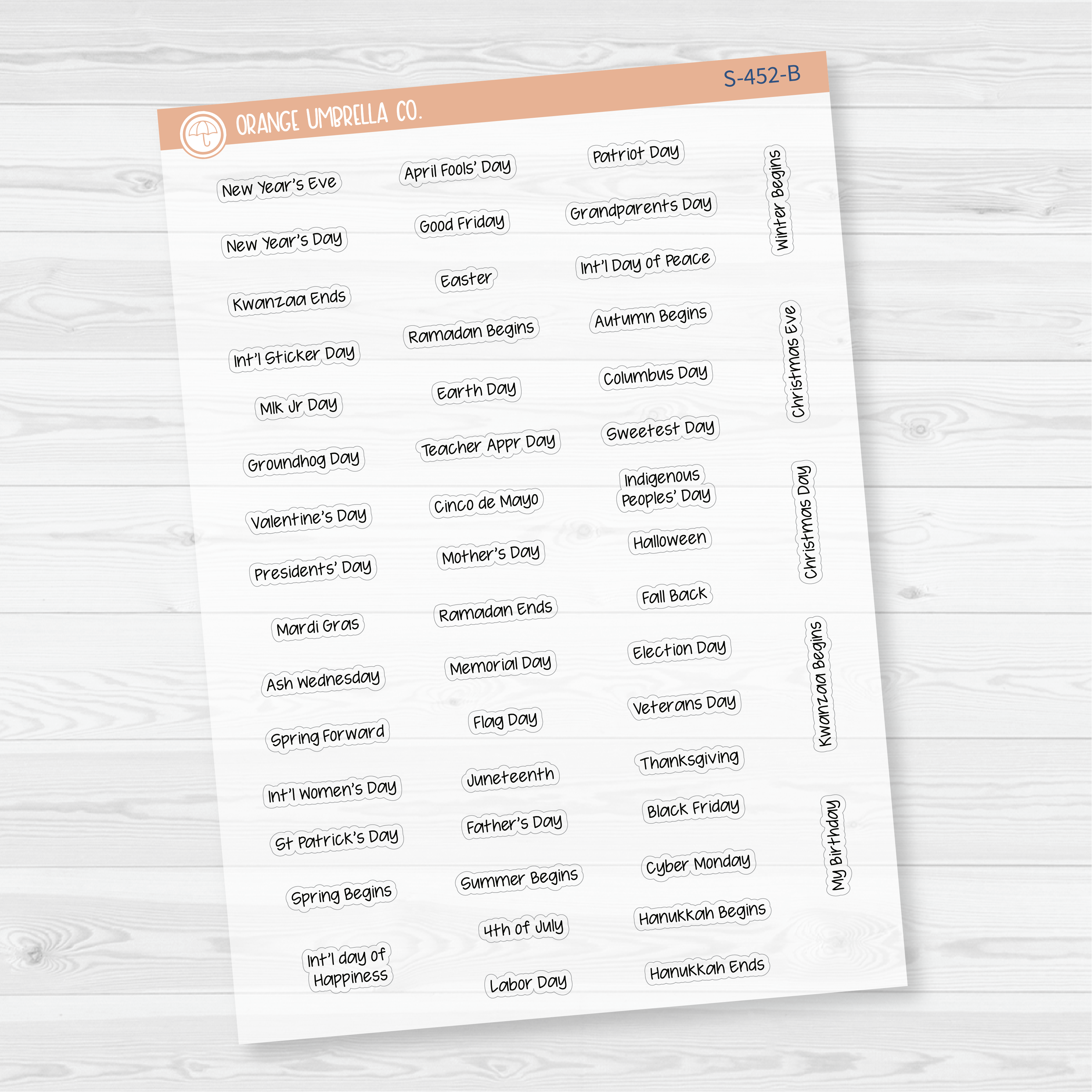 US Holidays Jen Plans - Mini Script Planner Stickers | FJP | S-452