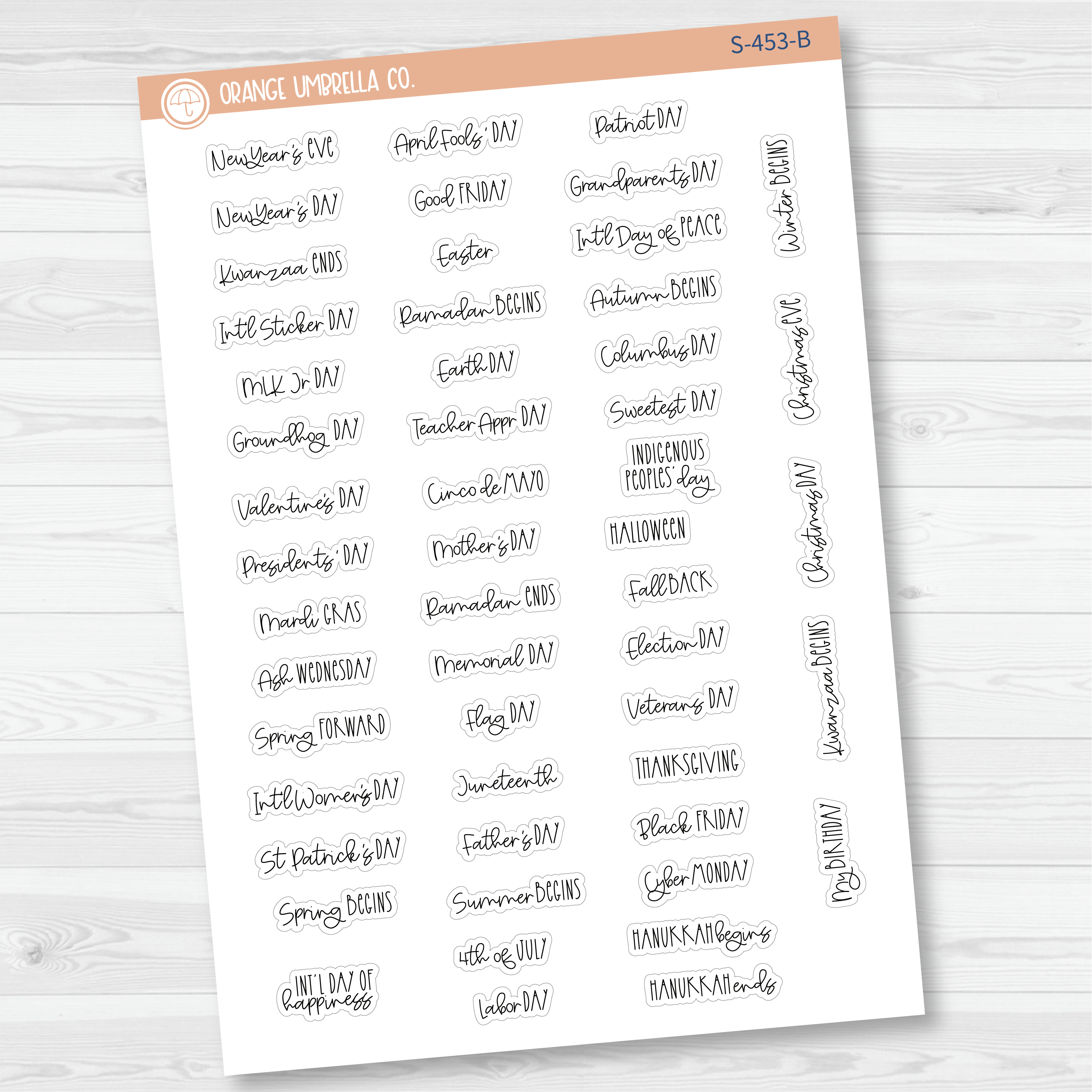 US Holidays - Mini Script Planner Stickers | FC12 | S-453