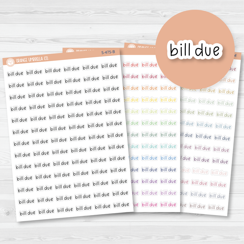 Bill Due Julie's Plans Script Planner Stickers | JF | S-475