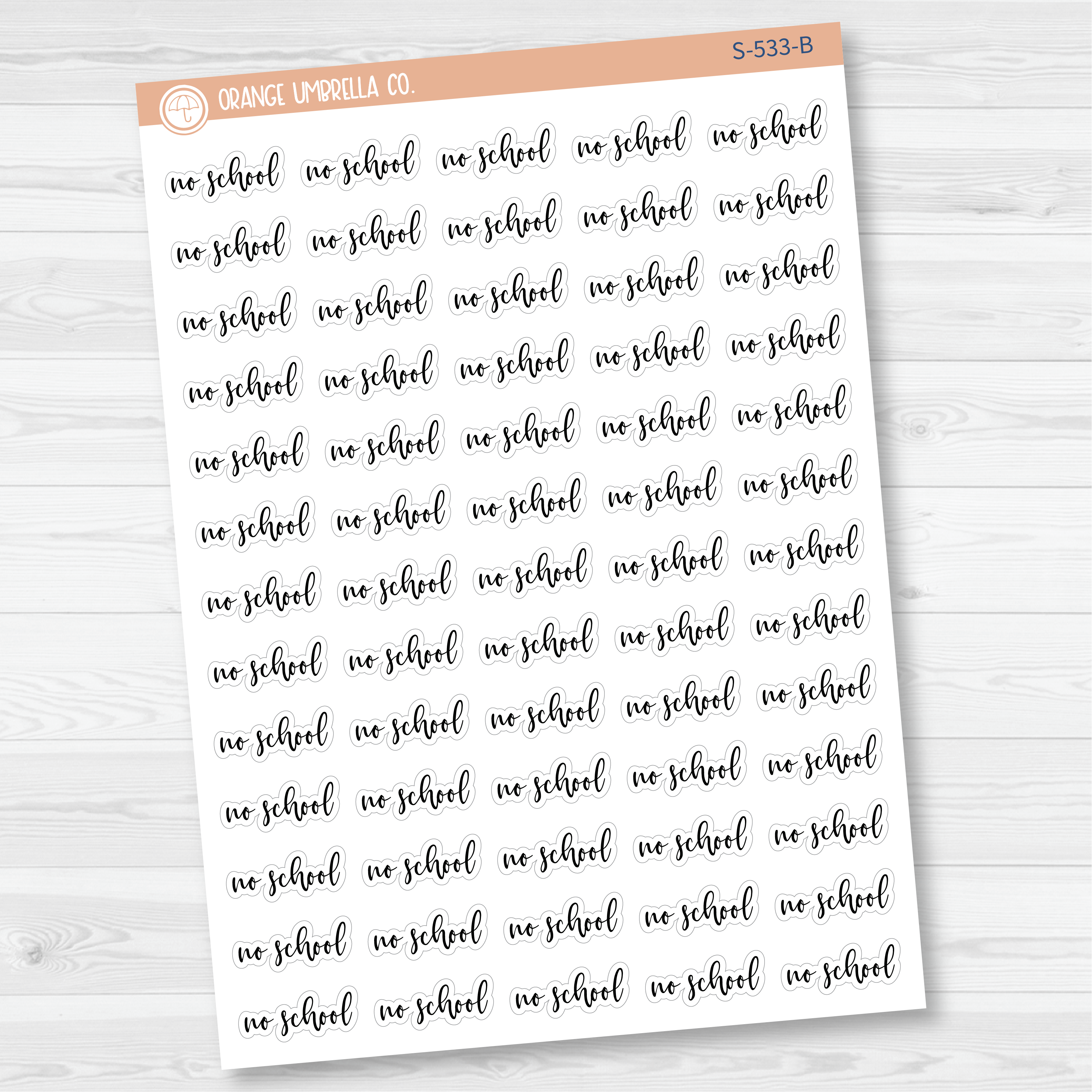 No School Script Planner Stickers | F2 | S-533