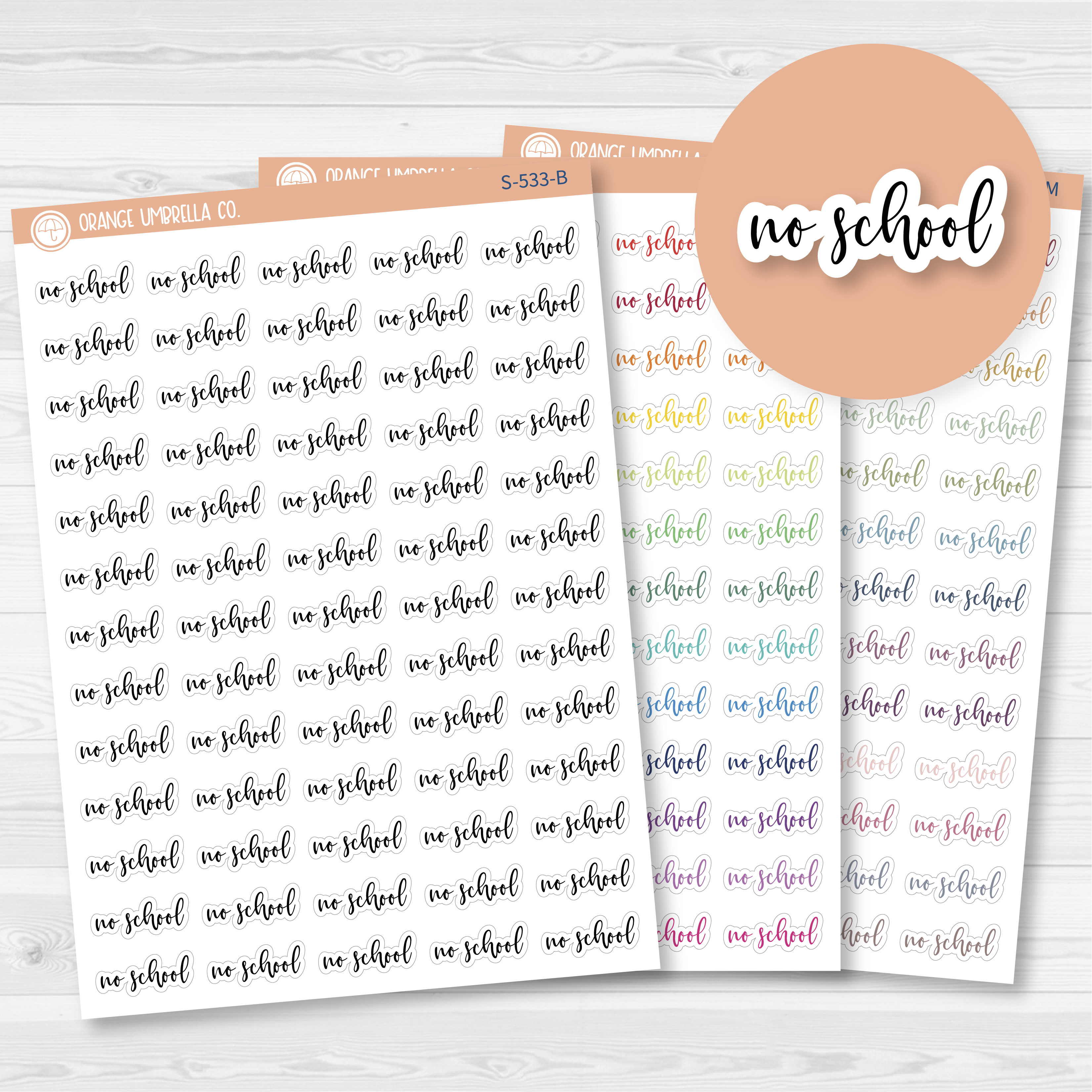 No School Script Planner Stickers | F2 | S-533