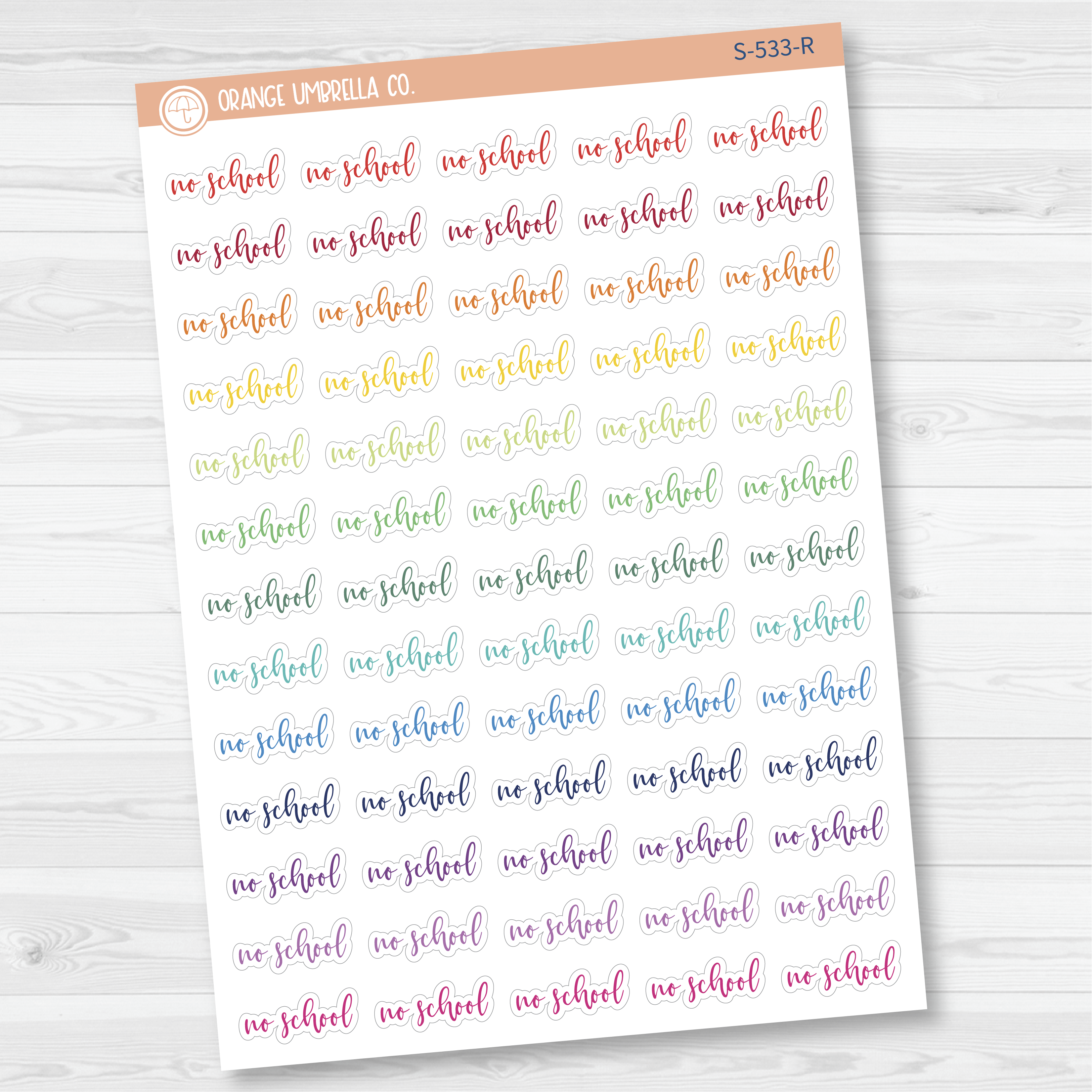 No School Script Planner Stickers | F2 | S-533