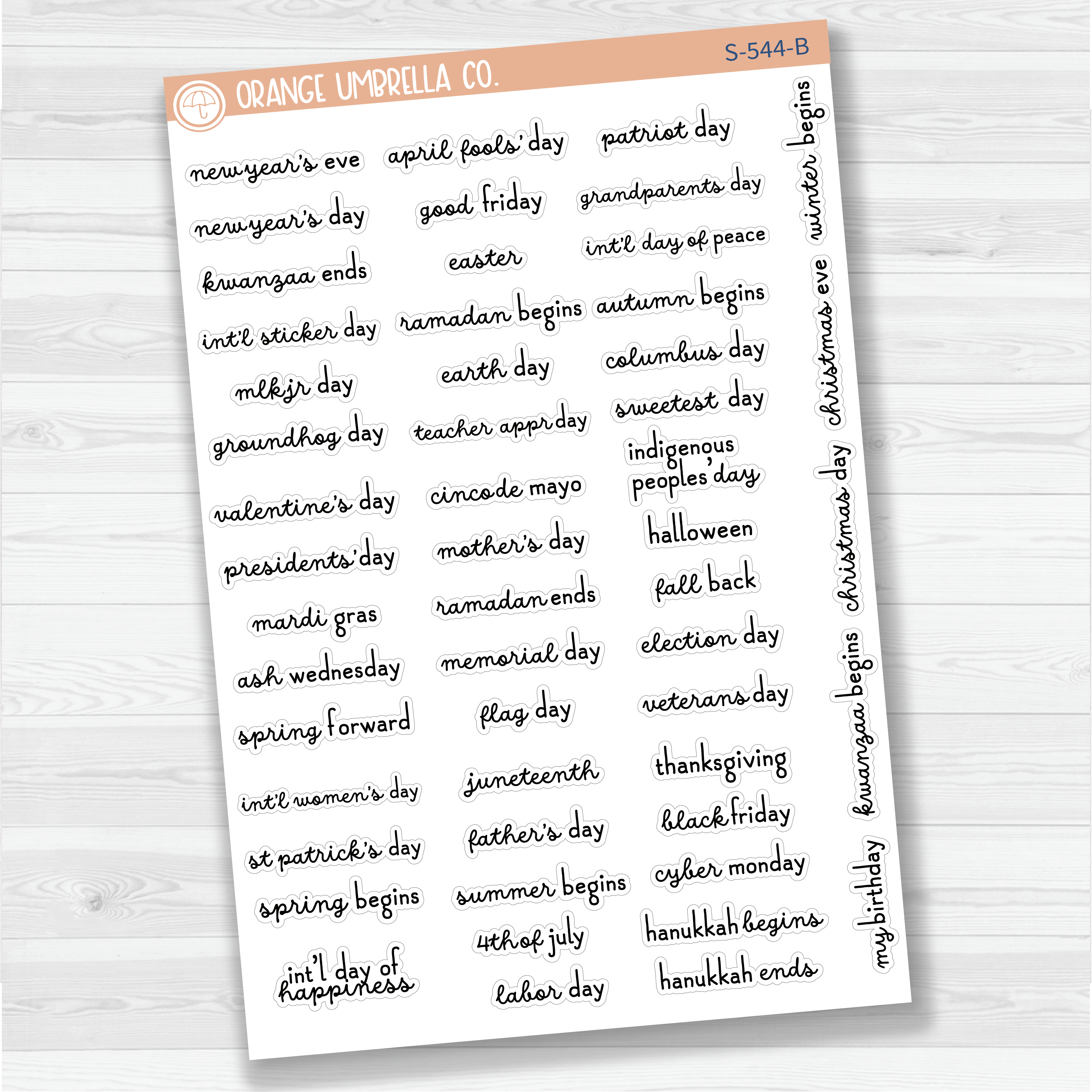 US Holidays Script Planner Stickers and Labels | F16 | S-544