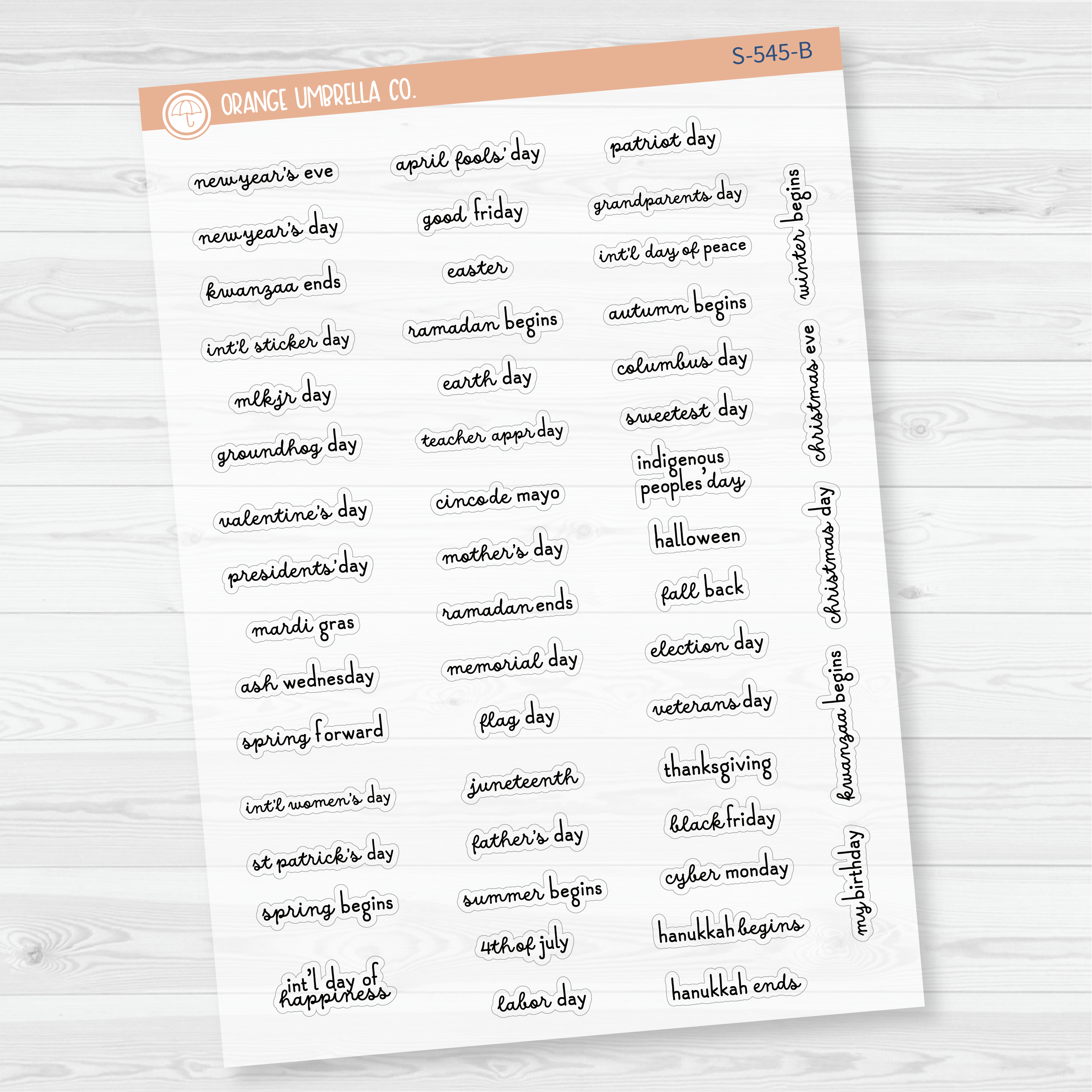 US Holidays - Mini Script Planner Stickers | F16 | S-545